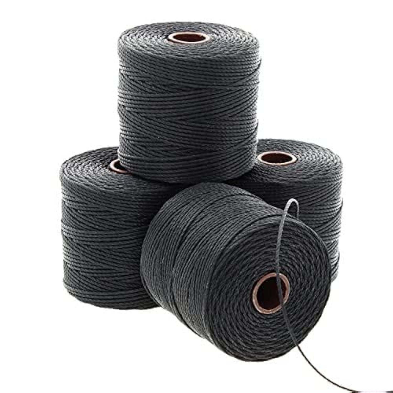 The Beadsmith S-Lon Bead Cord – .5 mm Twisted Nylon Cord for Stringing, 4 Spools, Black Color, TEX210, 77 Yards per Spool