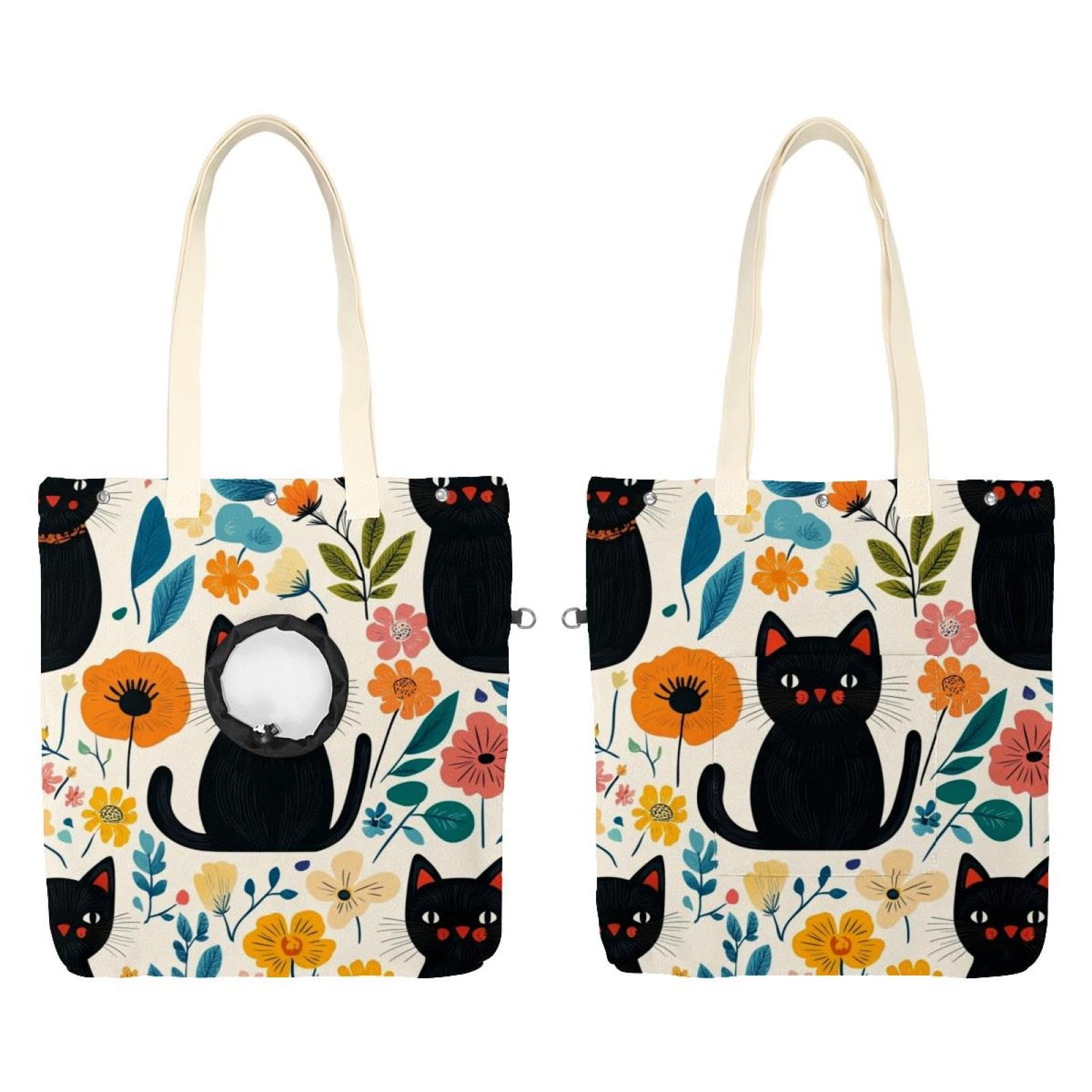 Bolsa de hombro de lona para perros duradera y ligera con estampado de gatos