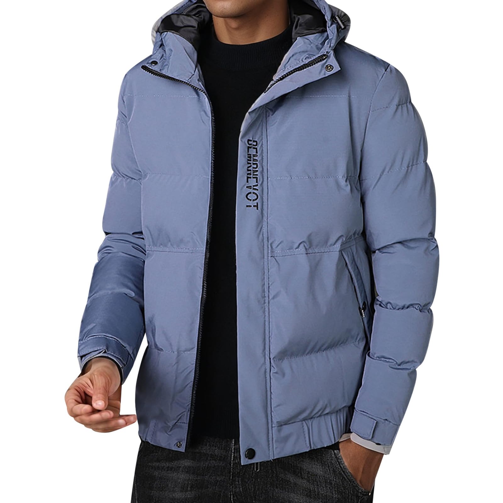 Duohropke Veste D'hiver Homme Mode Veste Matelassée En Vinyle Avec Capuche, Hommes Épais Chaud Hiver Doudoune Doudoune Veste à Capuche Veste