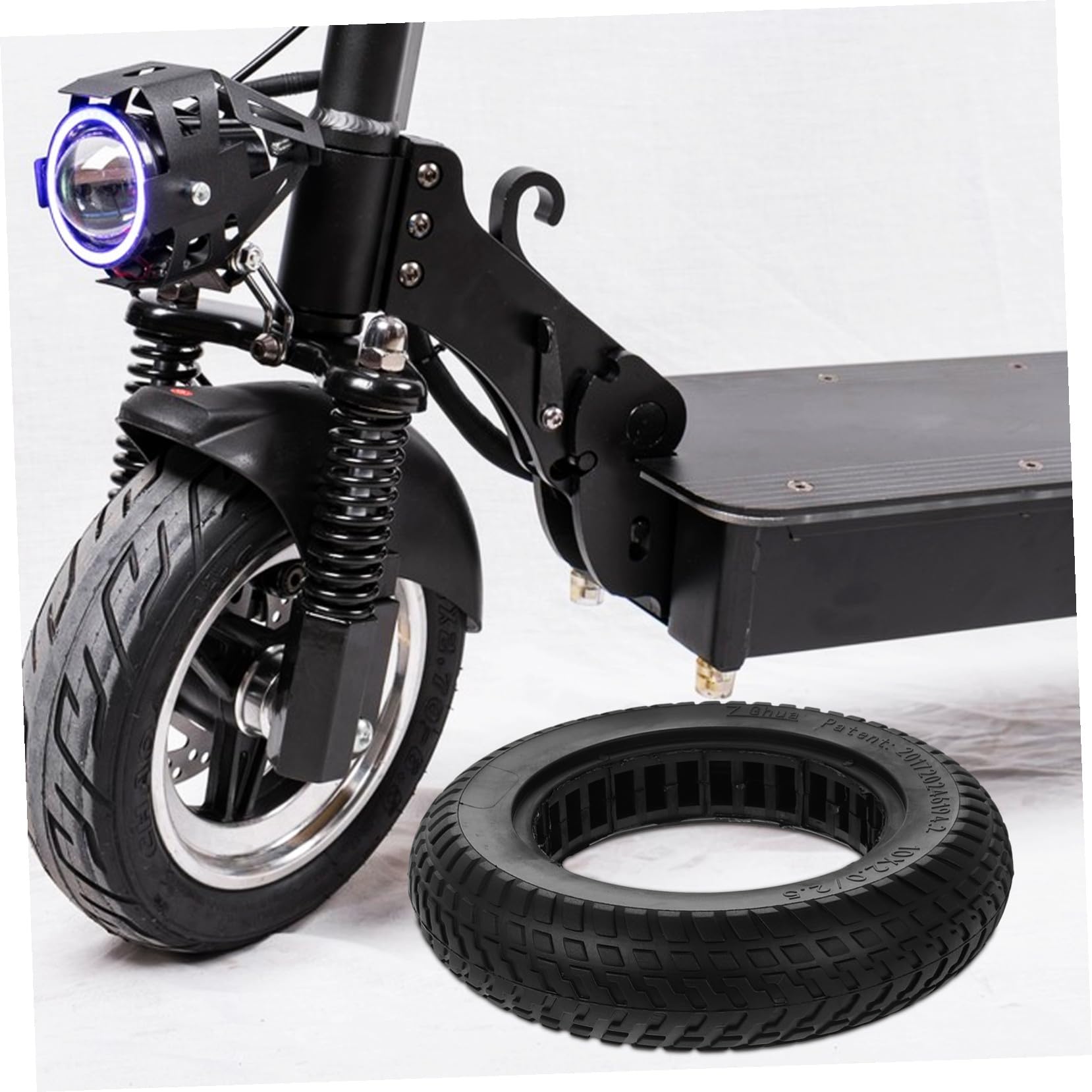 Pneu de Trottinette Électrique Pneu Plein Anti-crevaison Caoutchouc Alvéolé Absorbant les Chocs pour Trottinette Polyvalente