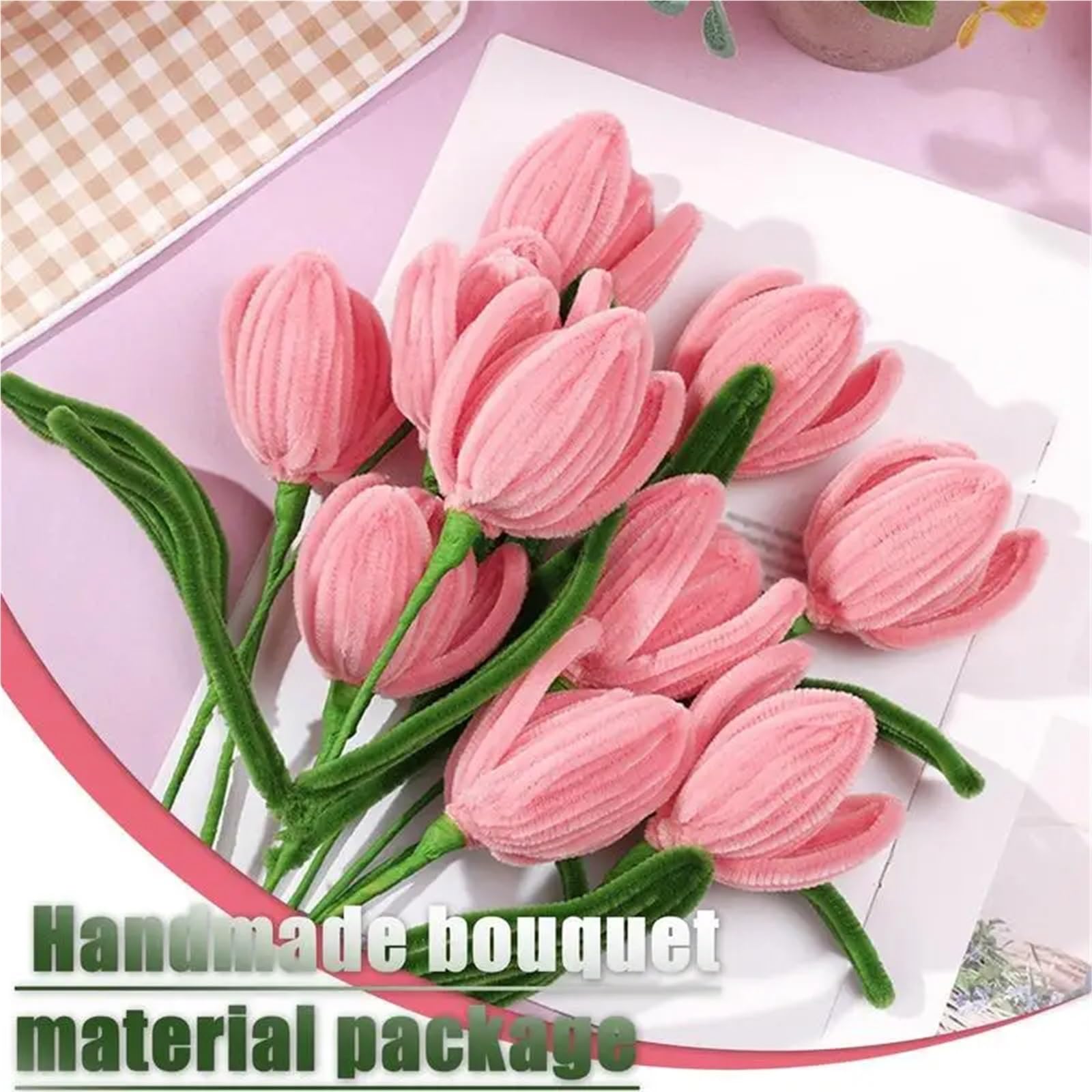 Fil Chenille,Cure Pipe Kit de Bouquet de Fleurs Twist Stick, Cure-Pipes en Vrac avec Instructions sur Le Fil Floral, Fournitures for projets d'art créatifs