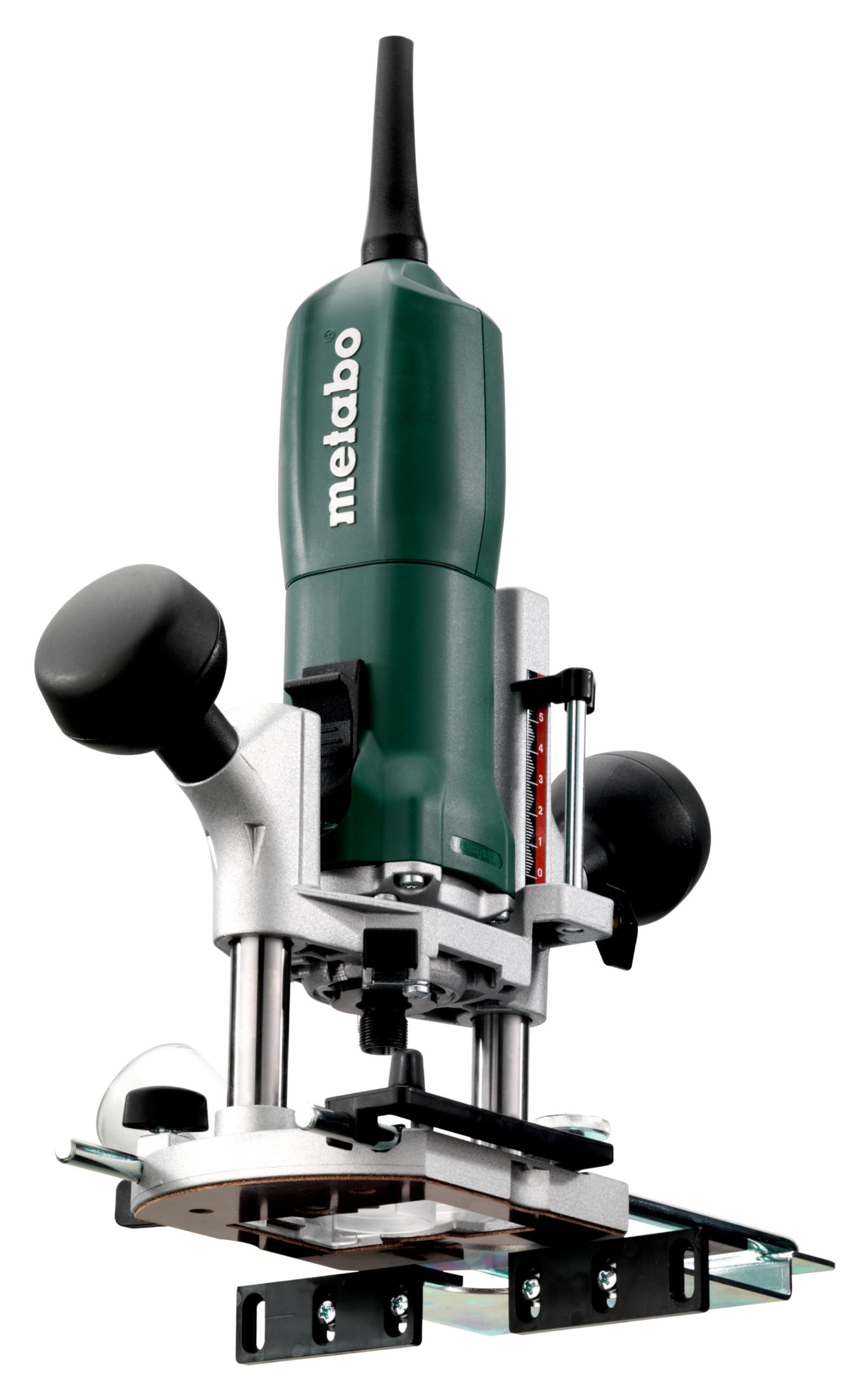metabo OFE 738 Oberfräse, 710 W Fräse für Metabo Marathon-Motor | Stabile 2-Säulen-Präzisionsführung, Gehärtete Spannzange, 4 m Kabel, Inkl. Parallelanschlag & Absaugverbindungsstück