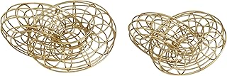 Deco 79 Metal Chain Decorative Sculpture Wire Home Decor Statues, Set of 2 Accent Figurines 12"W, 7"H, Gold