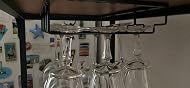 Porta Bicchieri Da Vino Sospeso In Ghisa 35 Cm 3 File - Portabicchieri Sottopensile Per Cucina E Bar, Vintage Nero - 2