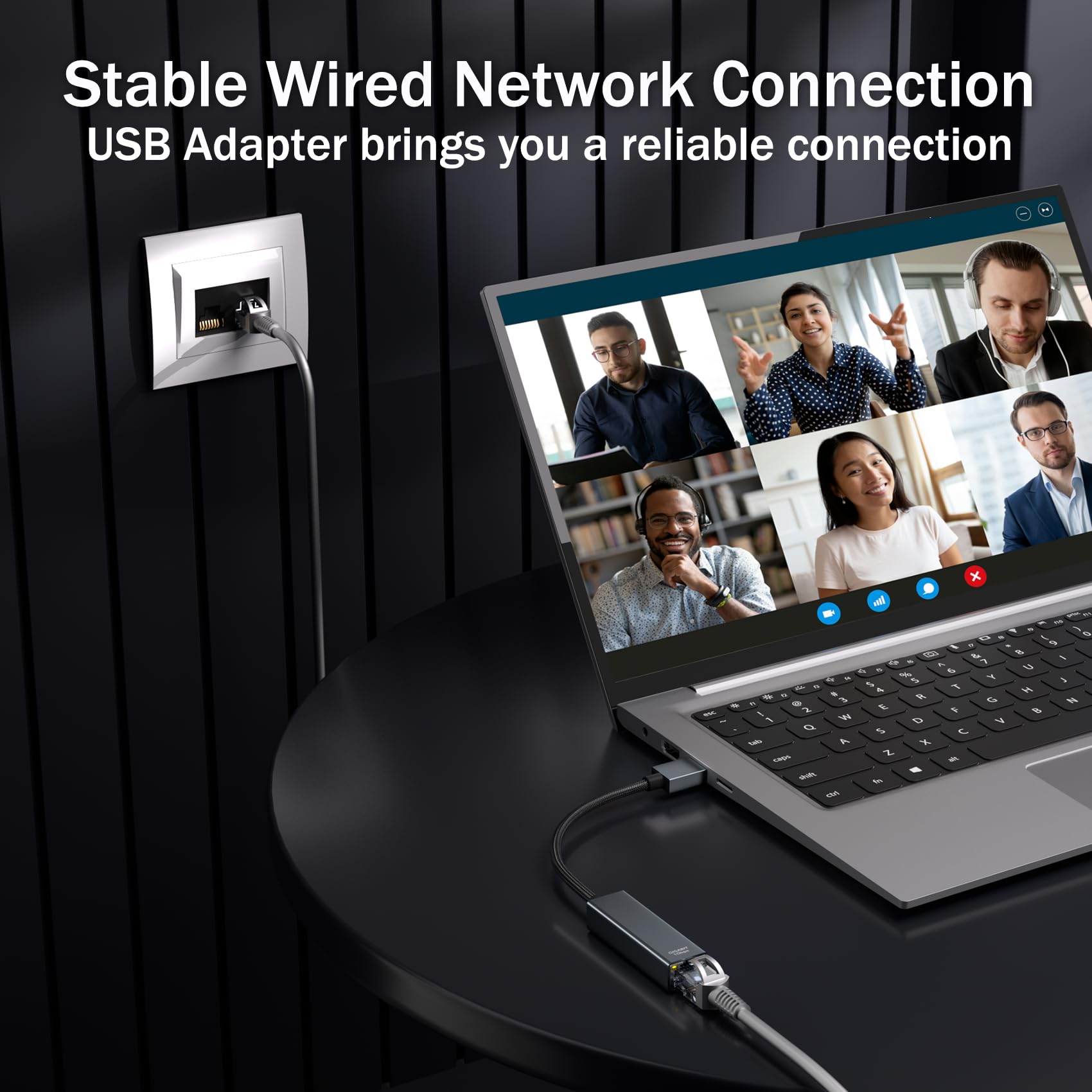 Adaptador USB Ethernet - USB 3.0 RJ45 Gigabit 1000Mbps, LAN Compatible con Surface Pro, MacBook, PC Portátil con Windows7/8/10, Vista, XP, Ma