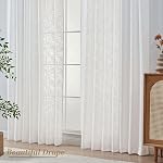 OWENIE Rideaux en lin pour chambre à coucher 84 Poches longues 2 Ensemble de panneaux, Farmhouse épais Faux Lin Light Filtering Rideaux texturés Draps avec haut de l'onglet arrière, blanc, chaque 52" W x 84" L