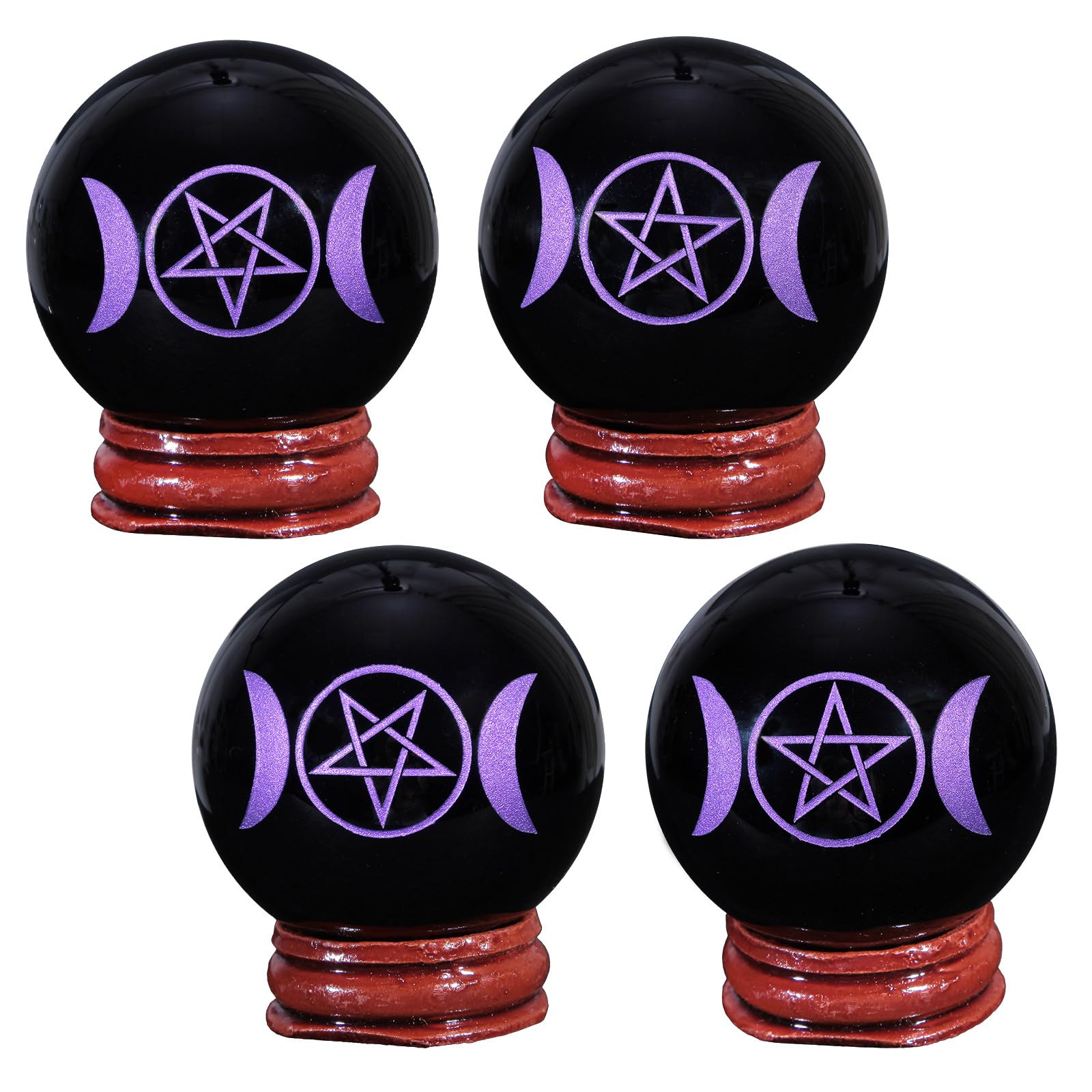 Nupuyai 1.9" Engraved Symbol Obsidian Crystal Ball with Stand - Image 3