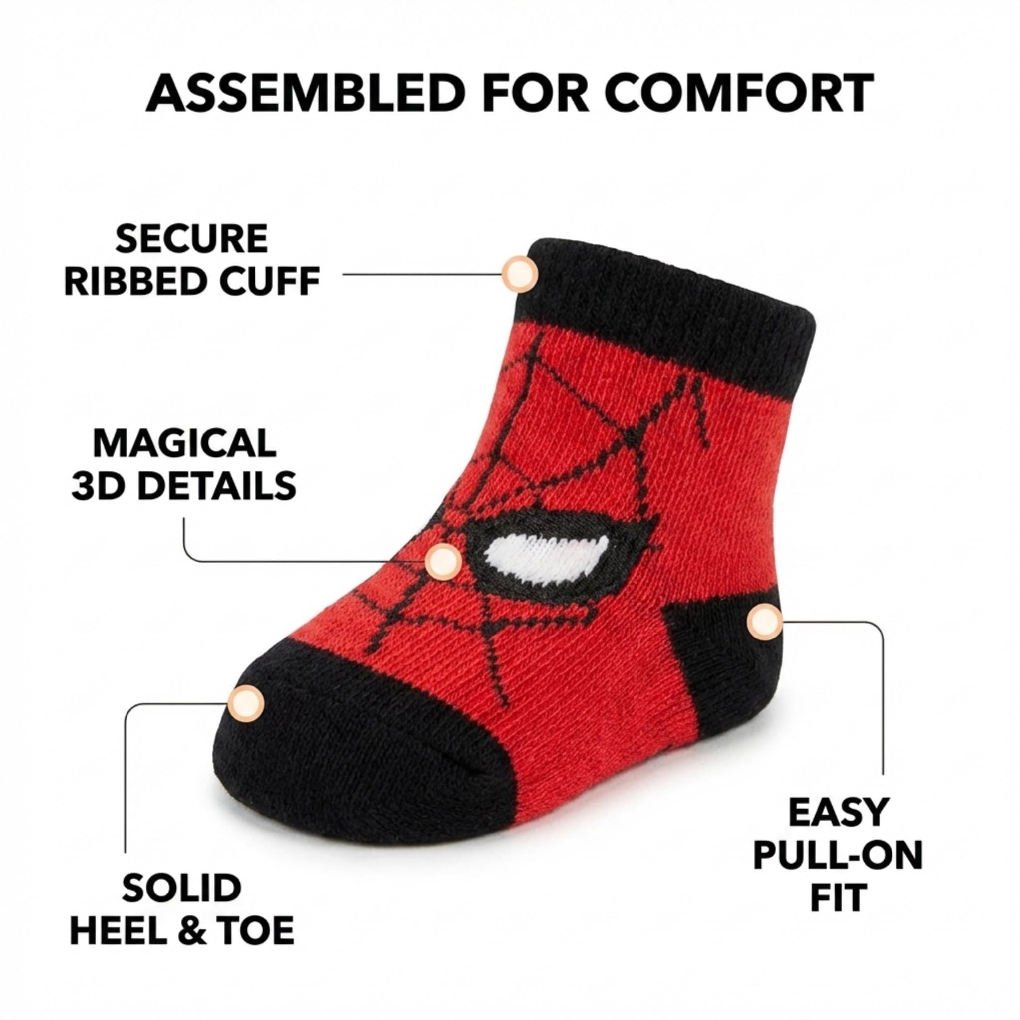 Spiderman Baby-Stiefel, 3er-Pack Spiderman-Babysocken mit Captain America und Thor (3er-Pack, 0-12 Monate), Blau/Rot/Grau, 0-12 Monate, Blau / Rot / Grau, 0-12 Meses