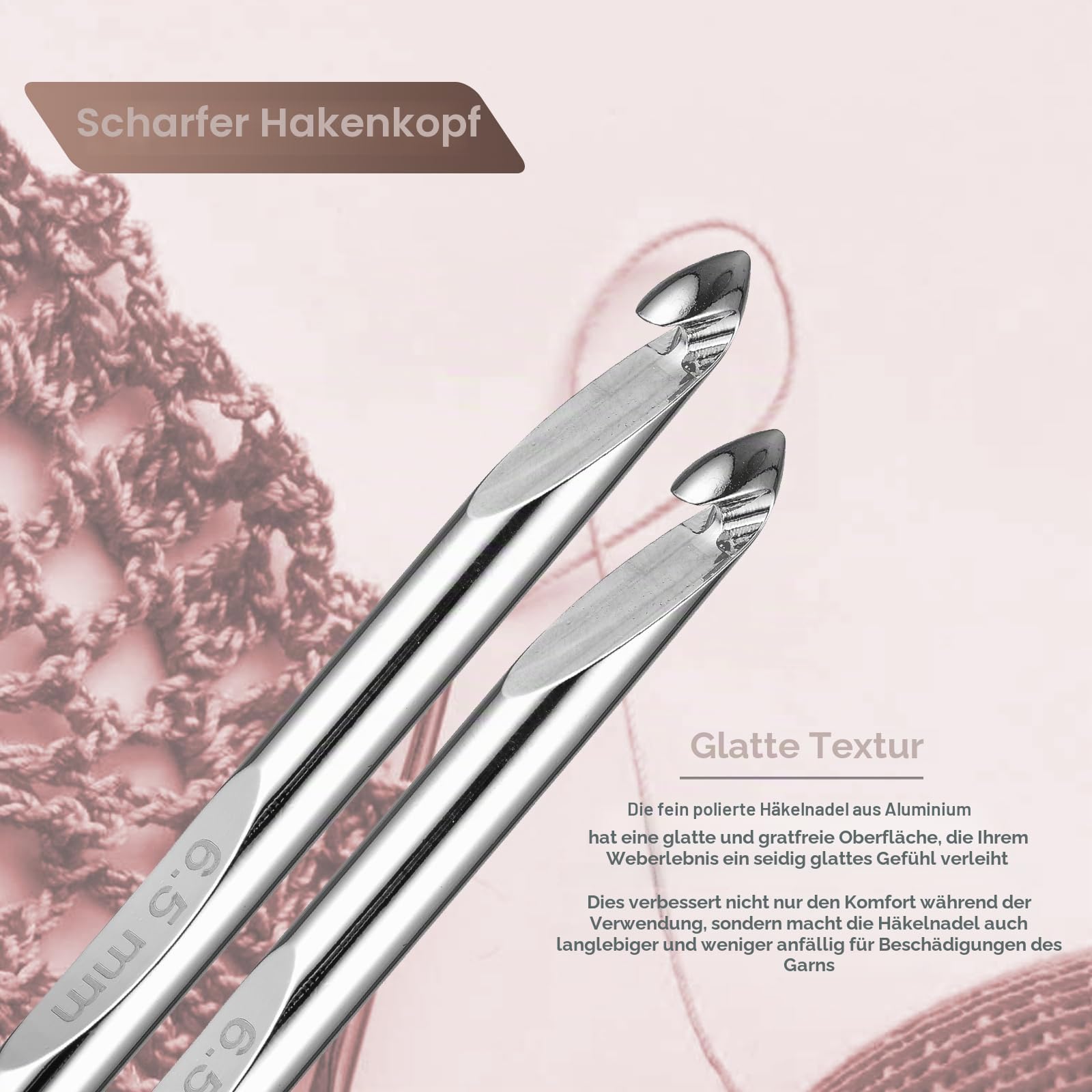Tunesische Häkelnadeln Set mit Seil, Häkelnadeln Set Ergonomisch Metall Aluminium Tunesisch Häkeln Set, Afghanische Häkelnadel, Komplettset (3,0-10,0 mm mm) mit Zubehör