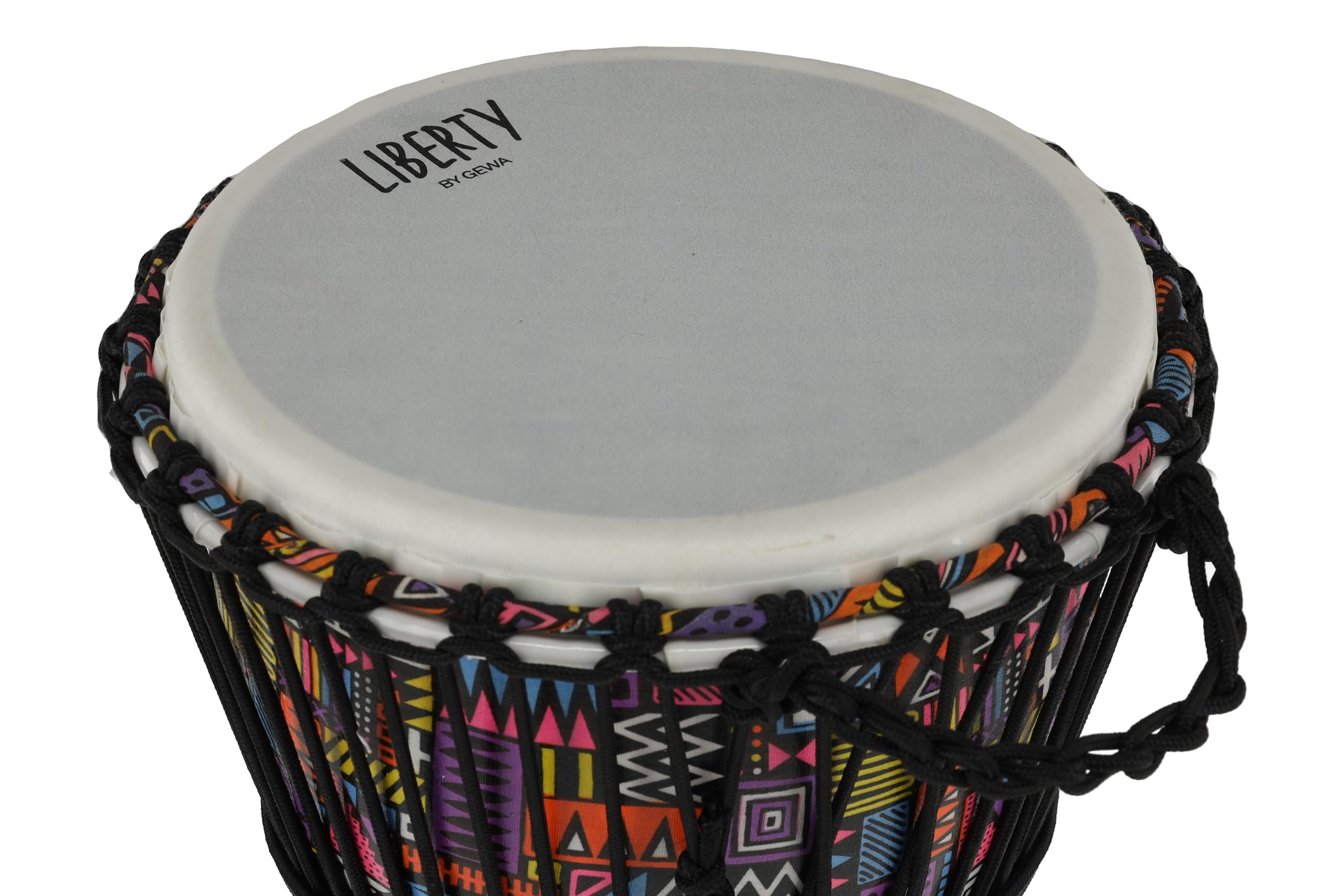 GEWA Liberty Djembé accordatura a corda - Diametro: 10" (25,4 cm) - Altezza: 19,5" (49 cm) - Numero di corde: 25 - Motivo: Abstract