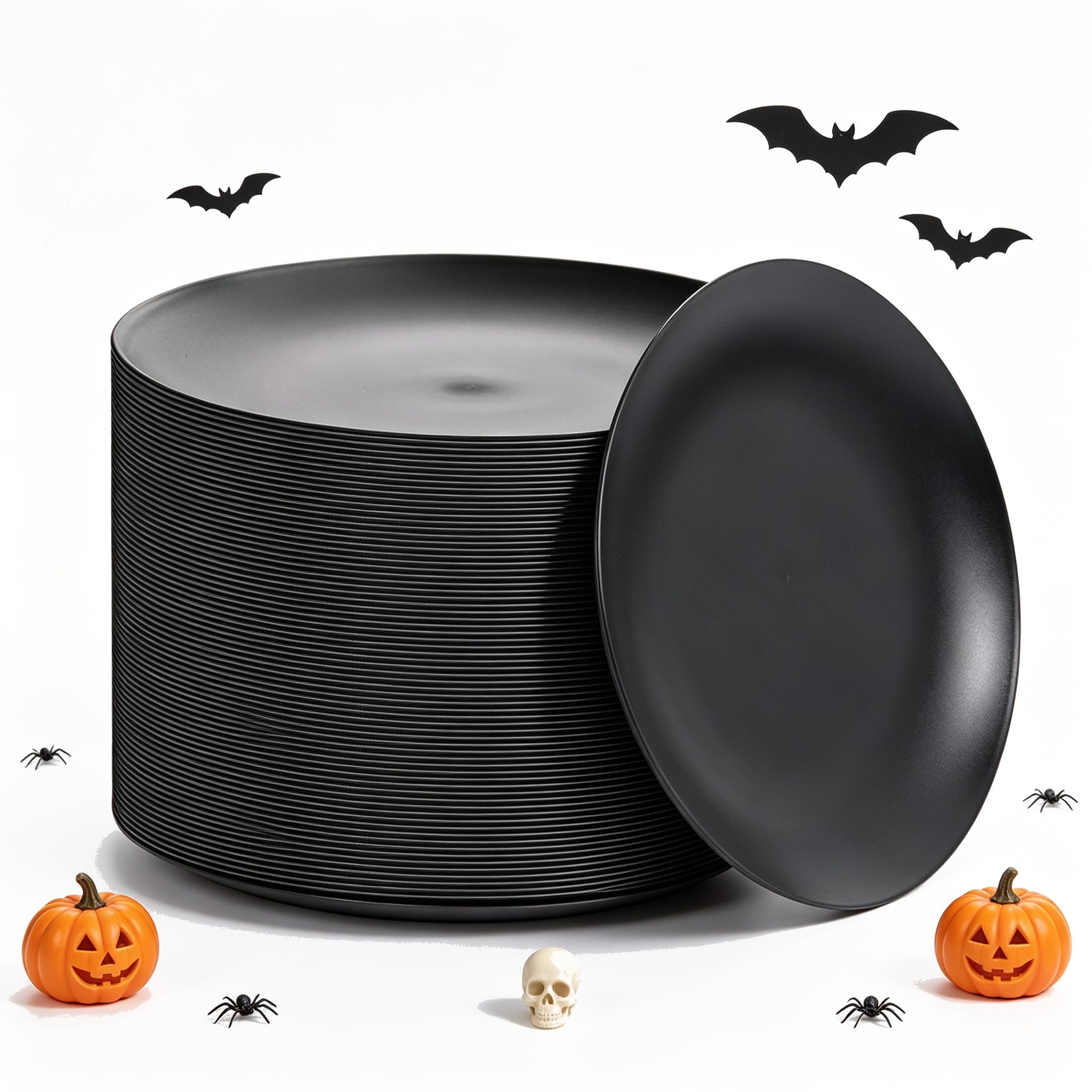 Premium Black Plastic Plates - 350 Pack -18