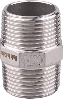 Hex Nipple 1 Inch Male NPT - DERPIPE Stainless Steel 304 Threaded Pipe Fitting for Brew Kit, Home Piping Application