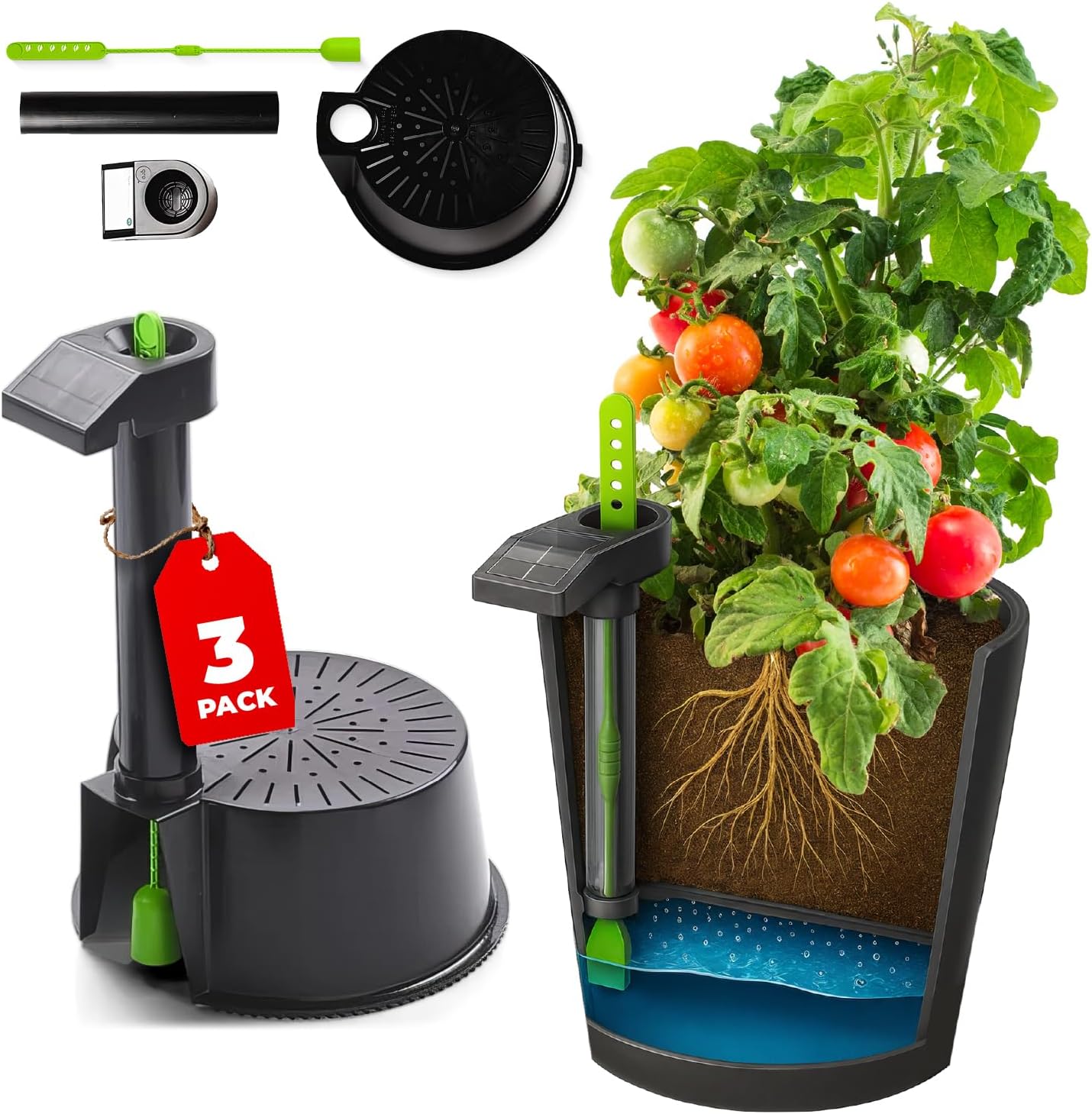 Garden Kit (3PK) Self Watering sub-irrigated Planter Insert. Turn Any Bucket into a Self Watering Container Garden. Create an Indoor or Outdoor Space Saving and Portable Garden in Minutes.