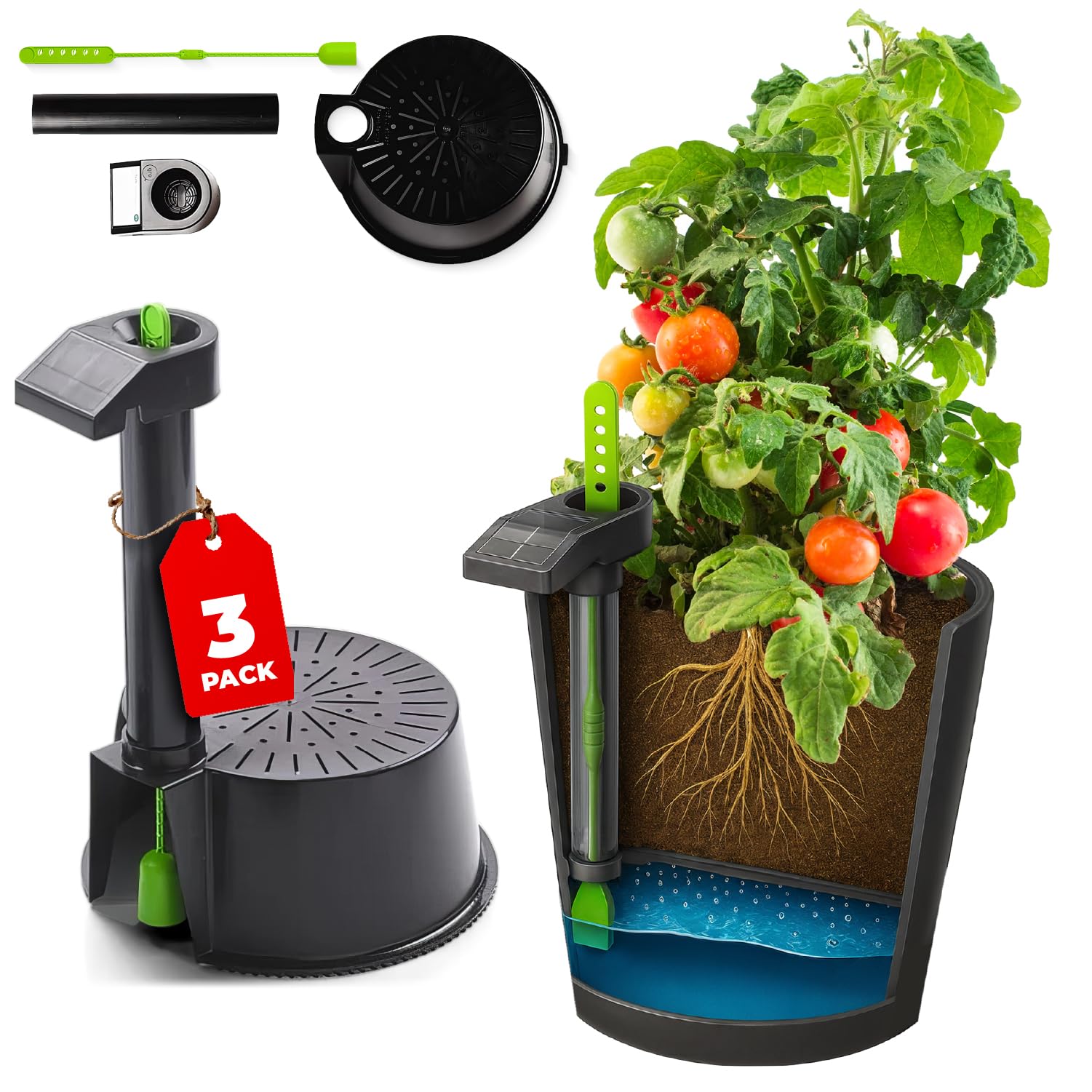 Garden Kit (3PK) Self Watering Sub-Irrigated Planter Insert. Turn Any Bucket into a Self Watering Container Garden. Create an Indoor Or Outdoor, Space Saving and Portable Garden in Minutes.