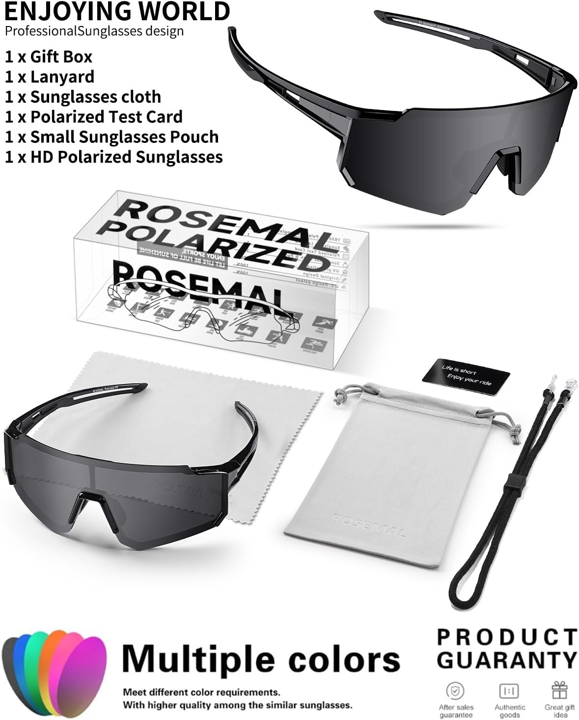 Polarized Sports Sunglasses for Men Women Youth Baseball Running Cycling Driving Fishing Tennis Golf Motor TAC UV400 TR90
