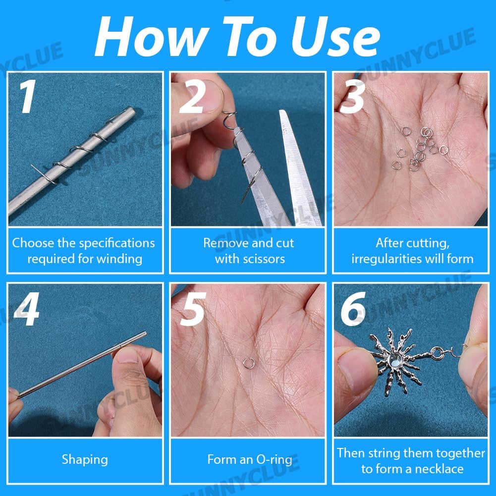 SUNNYCLUE 1 Box 30 Sizes Jump Ring Mandrel Jump Ring Making Mandrel Kit 0.4mm to 5mm Stainless Steel Metal Silver Forming Rings Making Tool for Wire Wrapping Soft Soldering Electoforming Jewelry