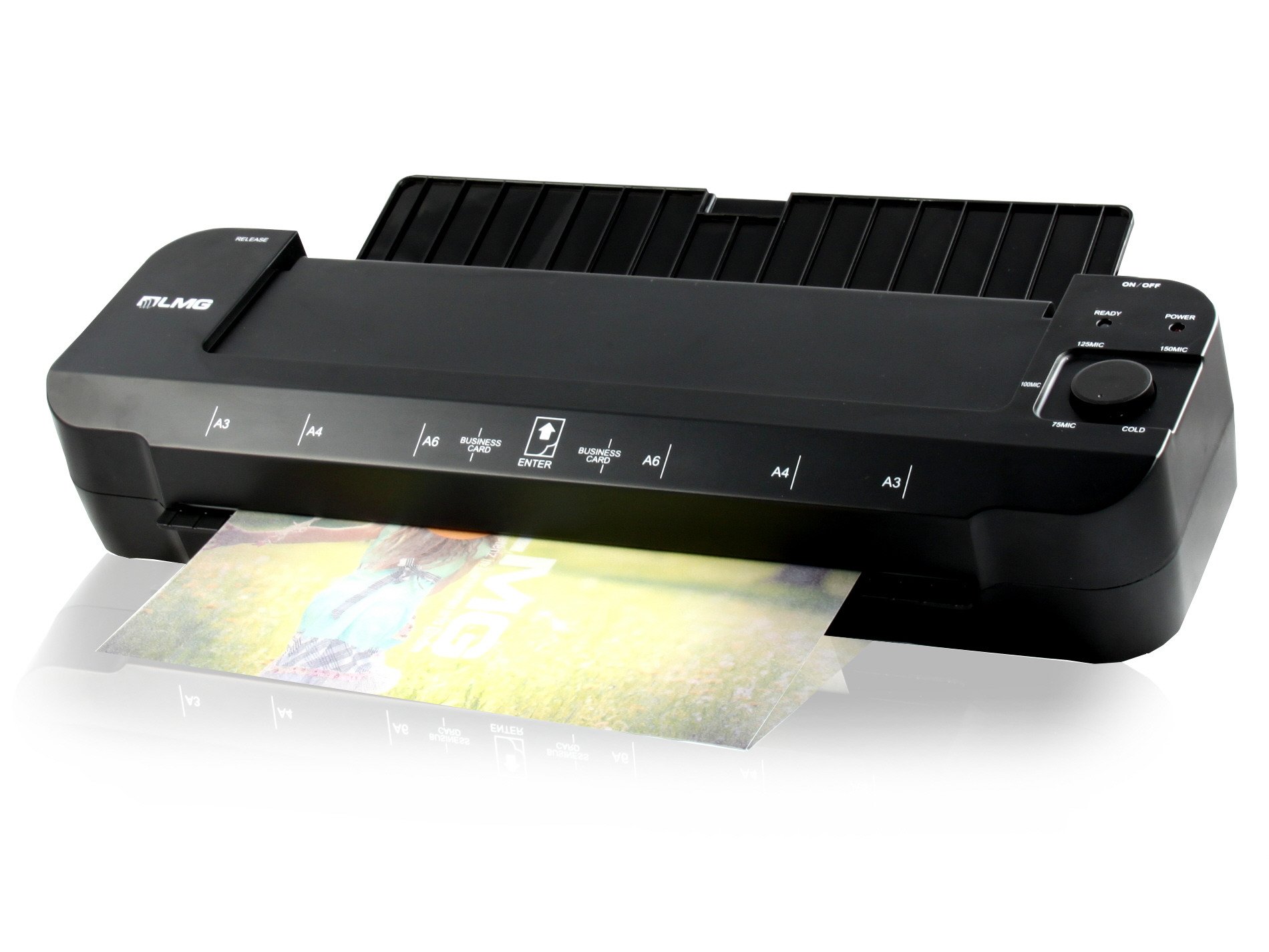 LMG | Plastificatrice Premium per documenti fino a A3 – Laminatore veloce con tempo di riscaldamento estremamente breve di 1-2 minuti, veloce e moderno fino a 2 x 150 MIC, anche laminazione a freddo