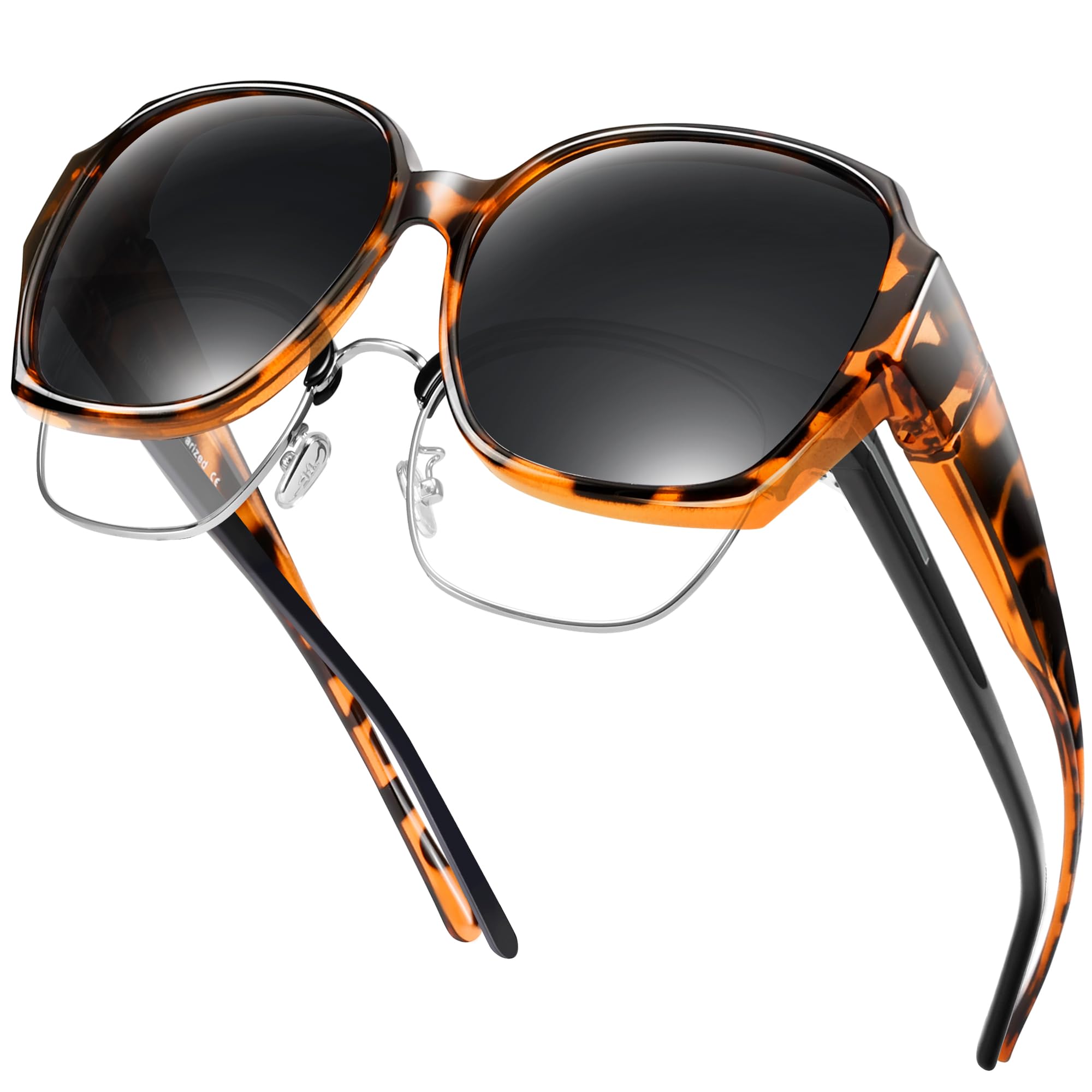 URUMQI Überzieh Sonnenbrille für Herren Damen | Polarisiert TR90 Rahmen Sonnenbrille UV-Schutz Überbrille für Fahren