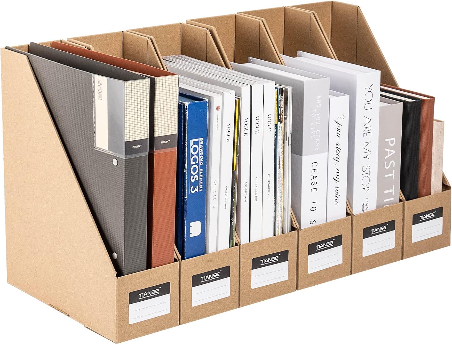 6 Pack File Magazine Holder, Desk Storage Organizer, Bin Storage Organizer, Use Kraft Paper File Organizer as File Folders, Prefect for Customizing Special Storage Holder