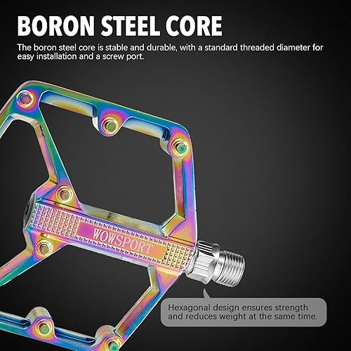 Miniatura 4 de WOWSPORT Pedales MTB Pedales de bicicleta de montaña Pedales planos y ligeros con clavos antideslizantes para Road Mountain BMX MTB Bike