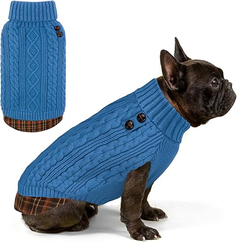 Miniatura 21 de KYEESE Suéter suave para perros pequeños, hembras, abrigado, de cuello alto, ropa elástica de punto para gatos, abrigo cómodo para mascotas