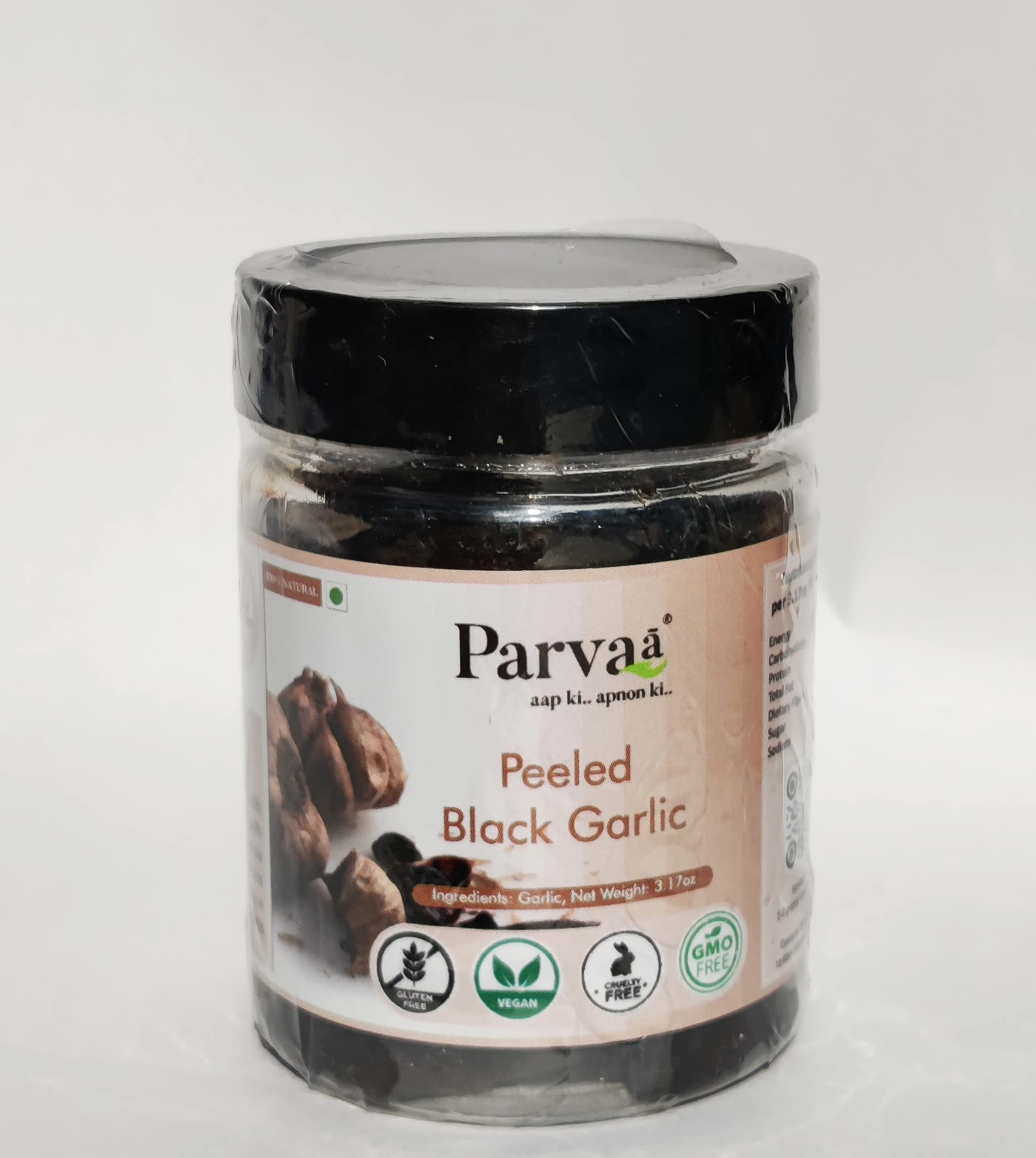 Peeled Black Garlic by Deeba's Parvaa - 100% natural - Made with care using PPE- Bioavailable - Controls- Hypertention - Heart Health - Dosage 2-3 clove per day (Pack size : 90 gm)