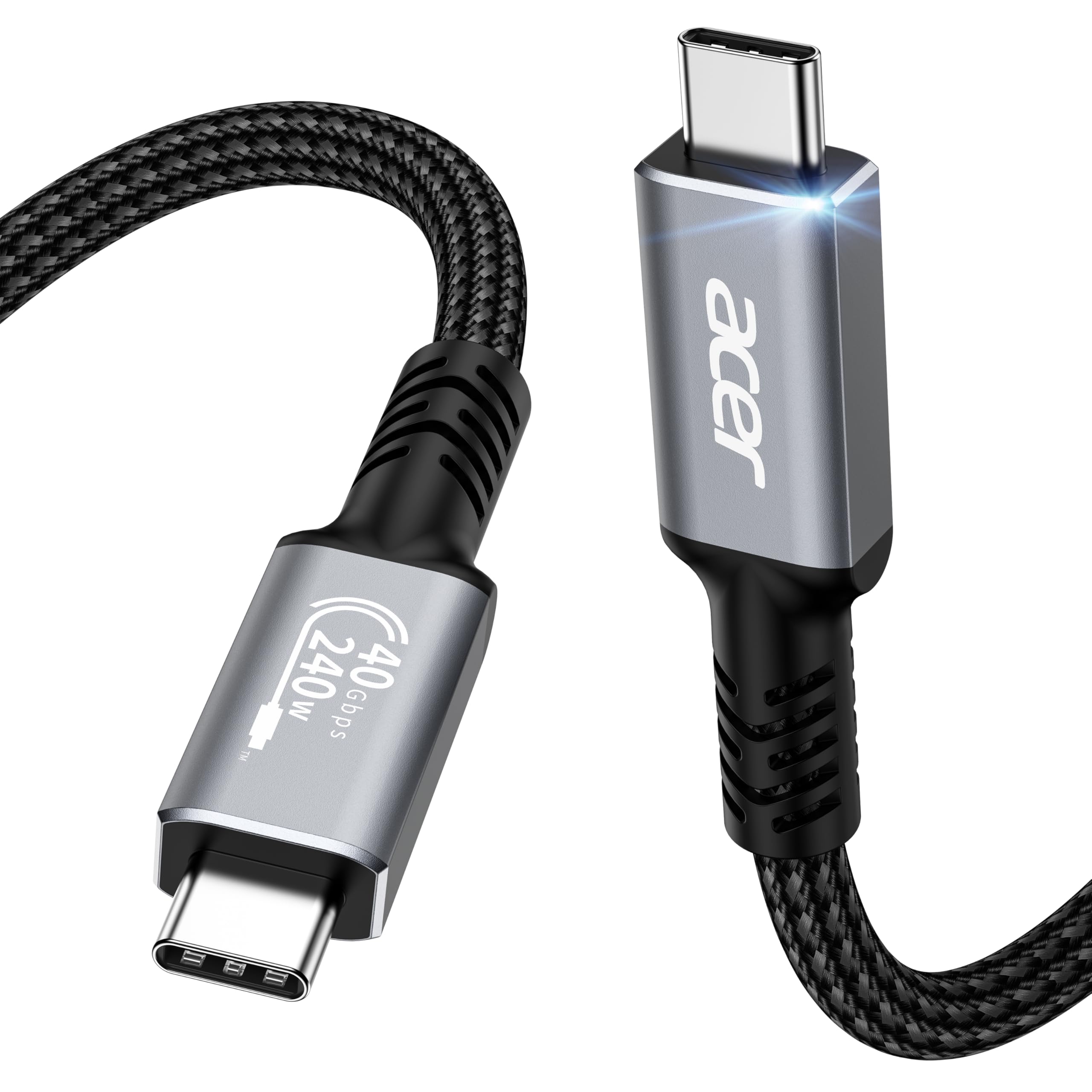 acer USB4 Kabel 1m, 8K@60Hz HDR Display/40Gbps Datenkabel/240W USB-C Ladekabel, USB C auf USBC Kabel für thunderbolt 3/4, iPhone 15 16 17,Macbook,iPad,iMac,Studio Dispaly,SSD,eGpu,Dock usw.