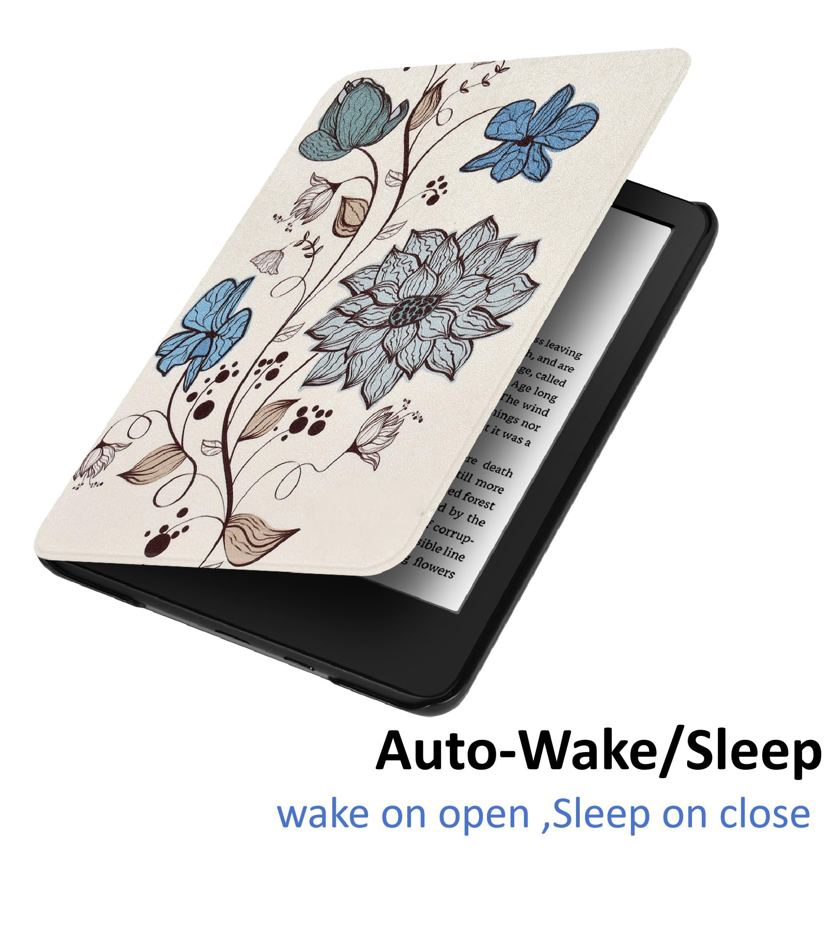 Custodia con cinturino da polso per Kindle Colorsoft Signature Edition, versione 2024 da 7 pollici, con retro trasparente, funzione sveglia/sonno