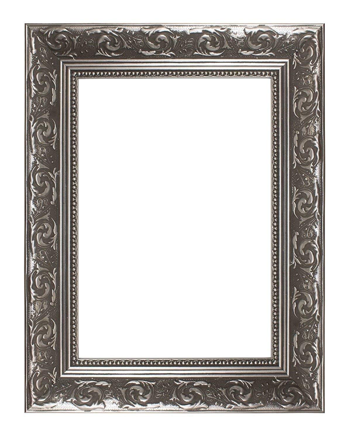 Wide Baroque Range Ornate Picture/Photo/Poster frame with Real Glass - (25.4 x 20.3cm) Silver 10" x 8"