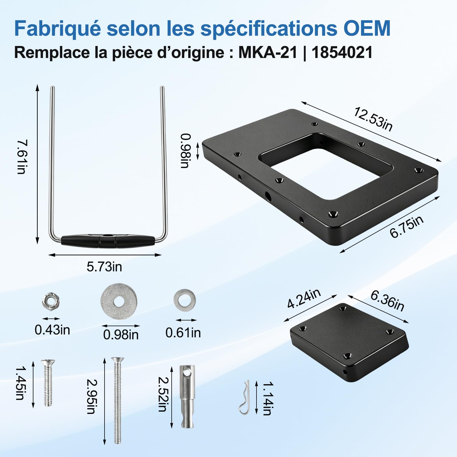 pour Minn Kota 1854021 MKA-21 Composites Supports à dégagement Rapide, Support de Montage pour Moteur à la traîne