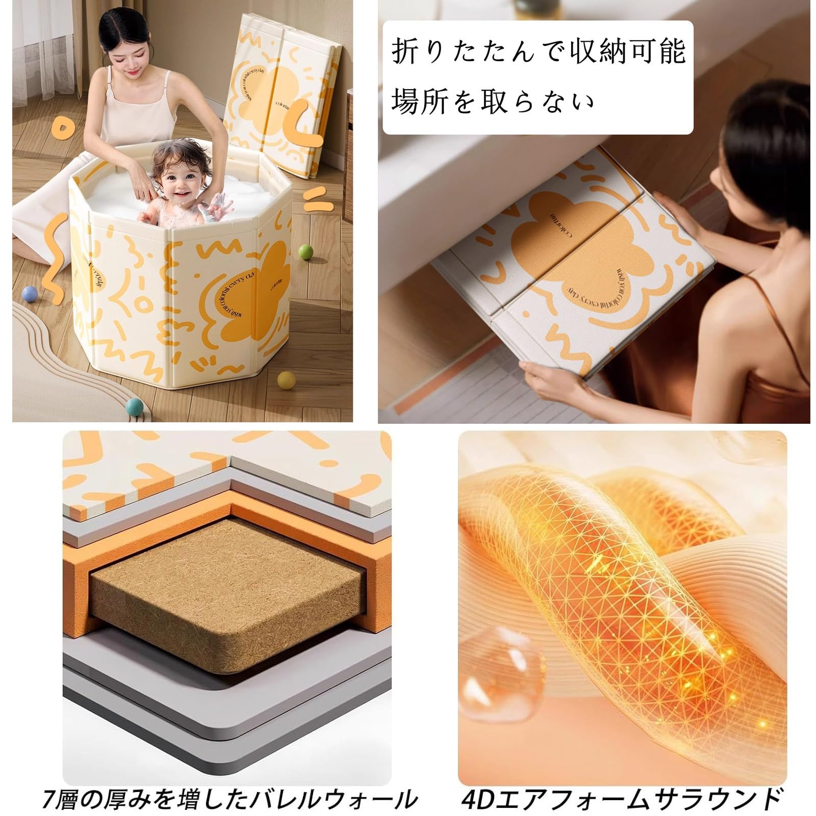Amazon.co.jp: ベビーバス 直径55cm 高さ40cm折り畳み お風呂 ベビー