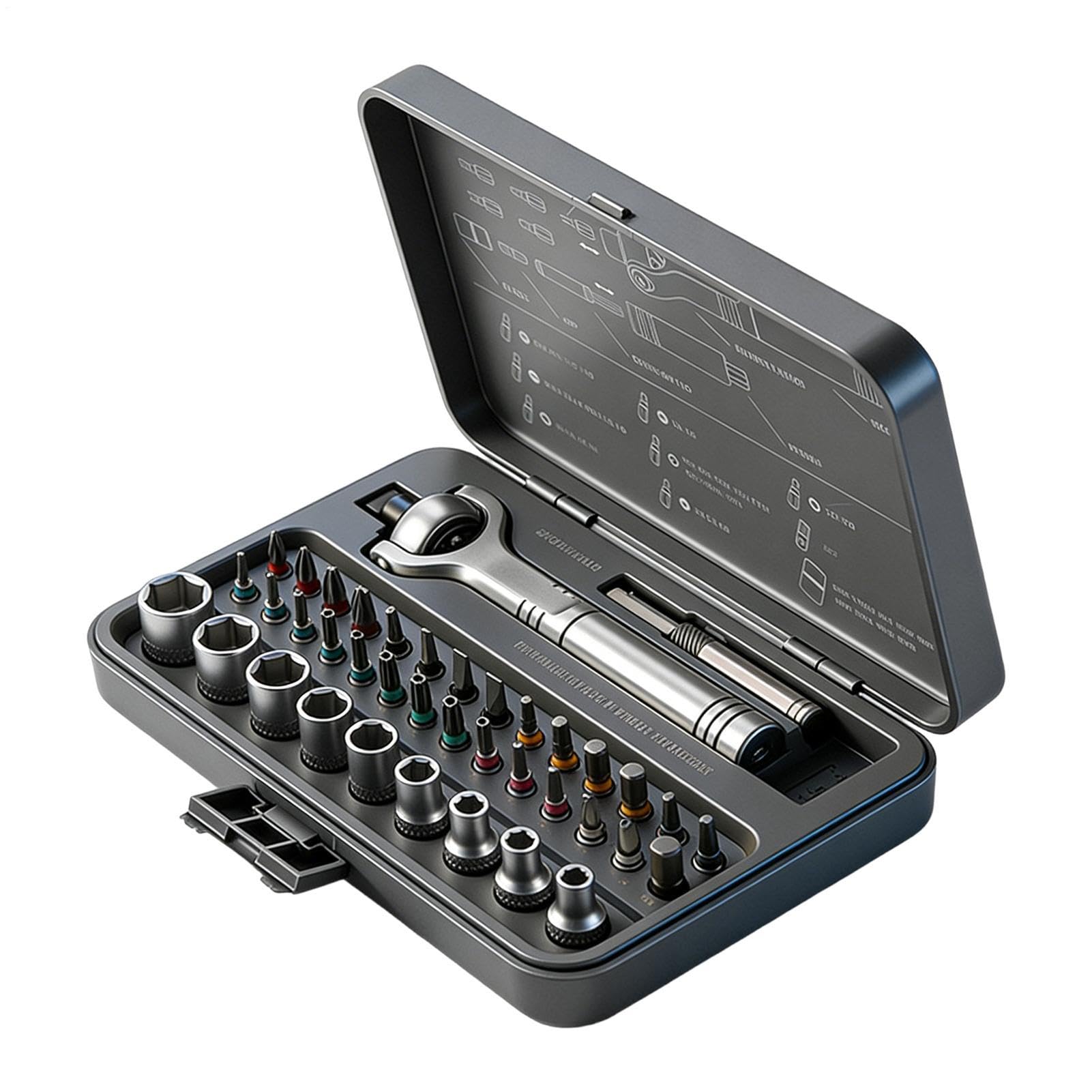 Juego de Destornillador de Carraca Kit de Reparación Electrónica 40 en 1 | Destornillador de Precisión con Mango Desmontable Para móviles, ordenadores y tablets
