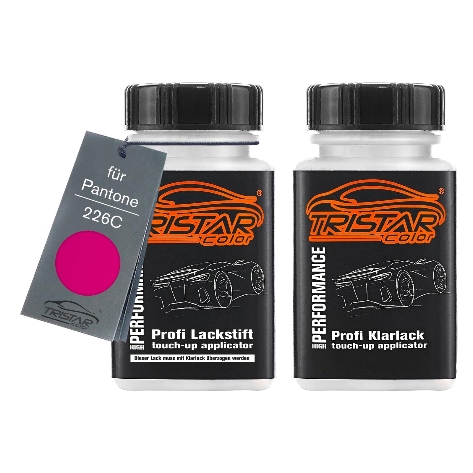 Tristarcolor Pink Car Paint Touch-Up Pen Set For Pantone 226C Base Coat Clear Coat 50Ml Each