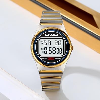 Gosasa Women's Petite Retro Digital Watch, Steel Bracelet, LED