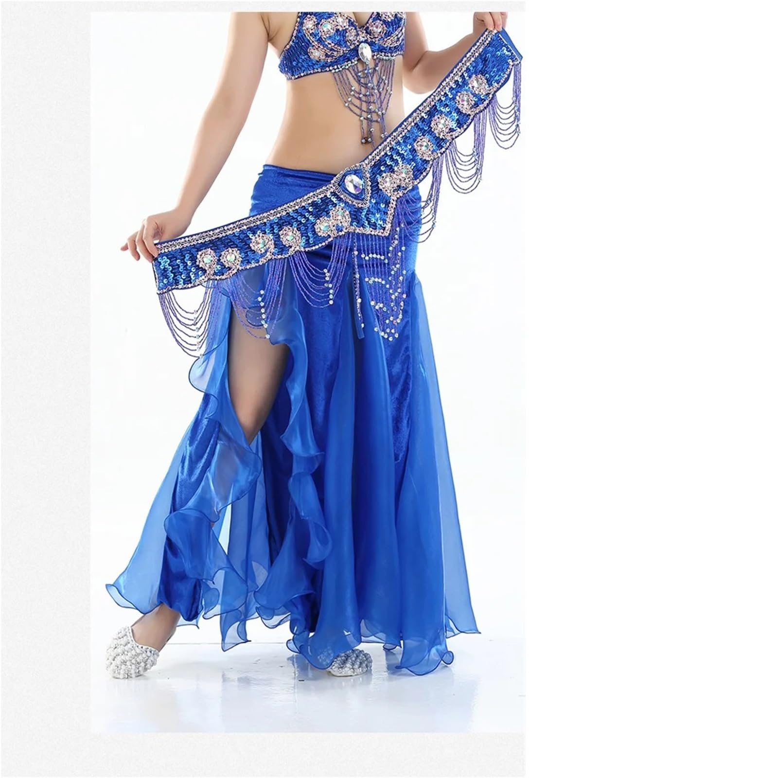 Falda de gasa con abertura de encaje alto Faldas de danza del vientre Falda elegante for mujer Ropa