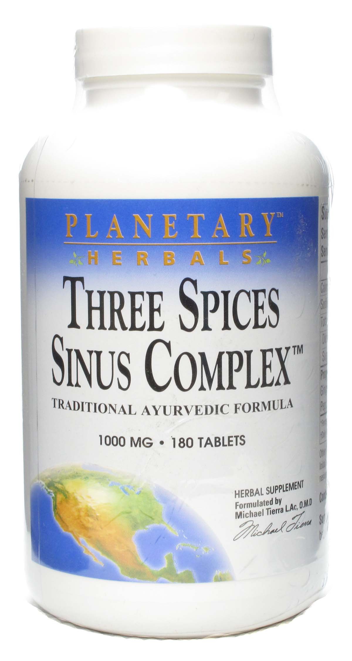 Three Spices Sinus Complex 180 Tabs, Planetary Herbals