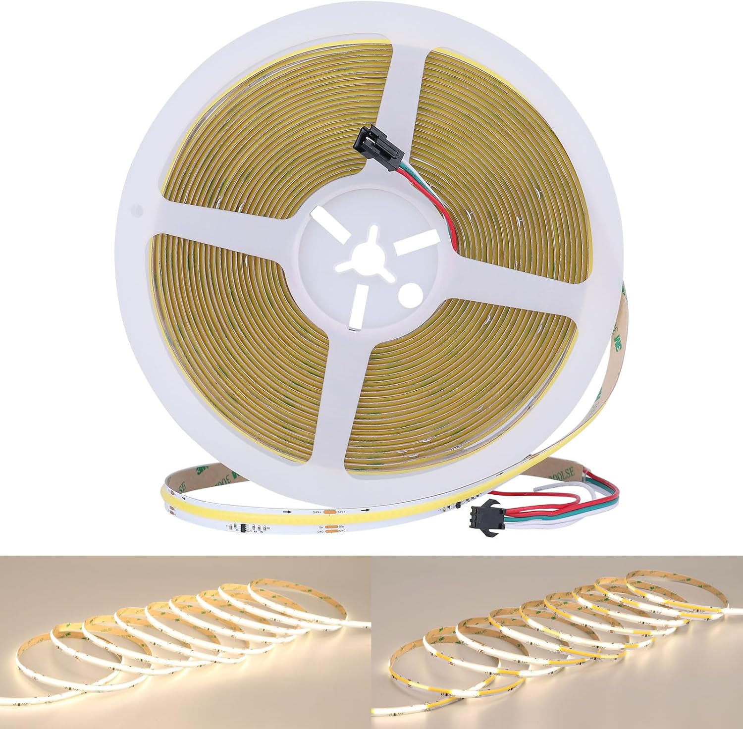 GOMING 24V 32.8ft WS2811 IC COB LED Strip Lights Natural White 4000K Addressable Running Water Effects 360LED/M CRI 93+ IP20 Not Waterproof LED Tape Lights for Home Decor(No Adapter and Controller)