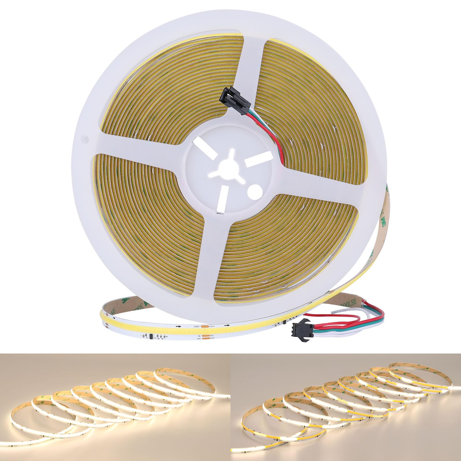 GOMING 24V 10M WS2811 IC Tira LED COB Blanco Natural 4000K Direccionable | Efecto Agua Corriente 360LED/M CRI 93+ No Impermeable LED Light para Decoración Hogar(Alimentación y Controlador no Incluido)