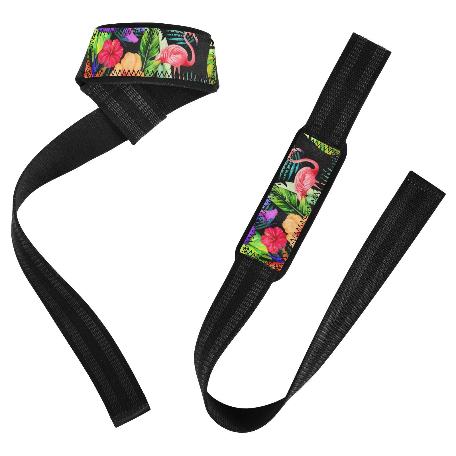 STAYTOP Flamingos and Palm Leaves Wrist Straps for Weightlifting,Lifting Straps with Neoprene Cushioned Wrist Padded and Anti-Skid Silicone for Strength Training,Bodybuilding,Deadlifting
