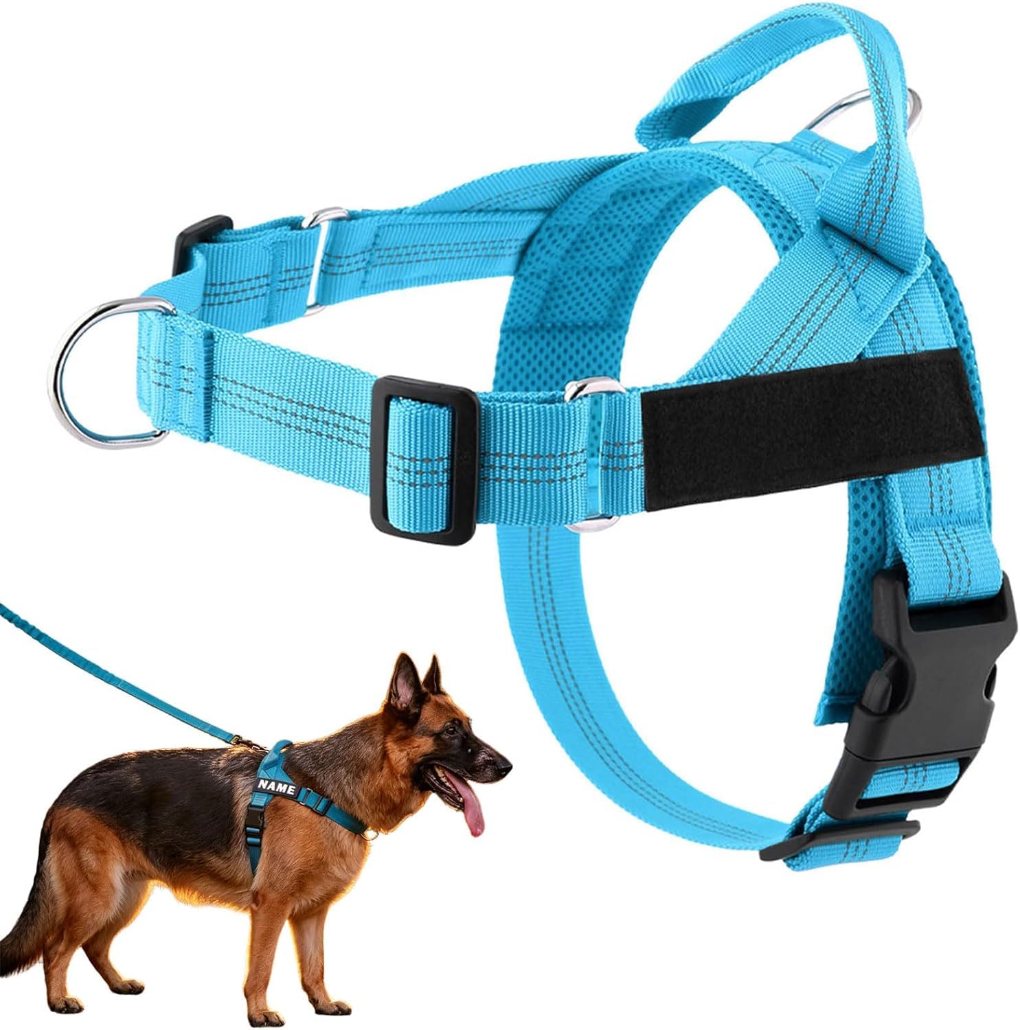 No Pull Dog Harness Adjustable Breathable Pet Walking Vest Front Clip Dog Harness with Reflective Design Easy Control Harnesses Perfect for Medium Large Dogs Daily Outdoor Activities (Sky Blue, S)
