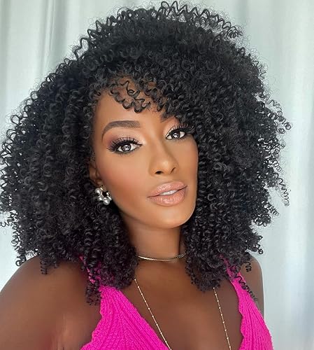 WIGER Cabello rizado rizado tipo marlybob, cabello de ganchillo ombré marrón Jerry rizado Passion Twist de 18 pulgadas, trenzas de ganchillo largas