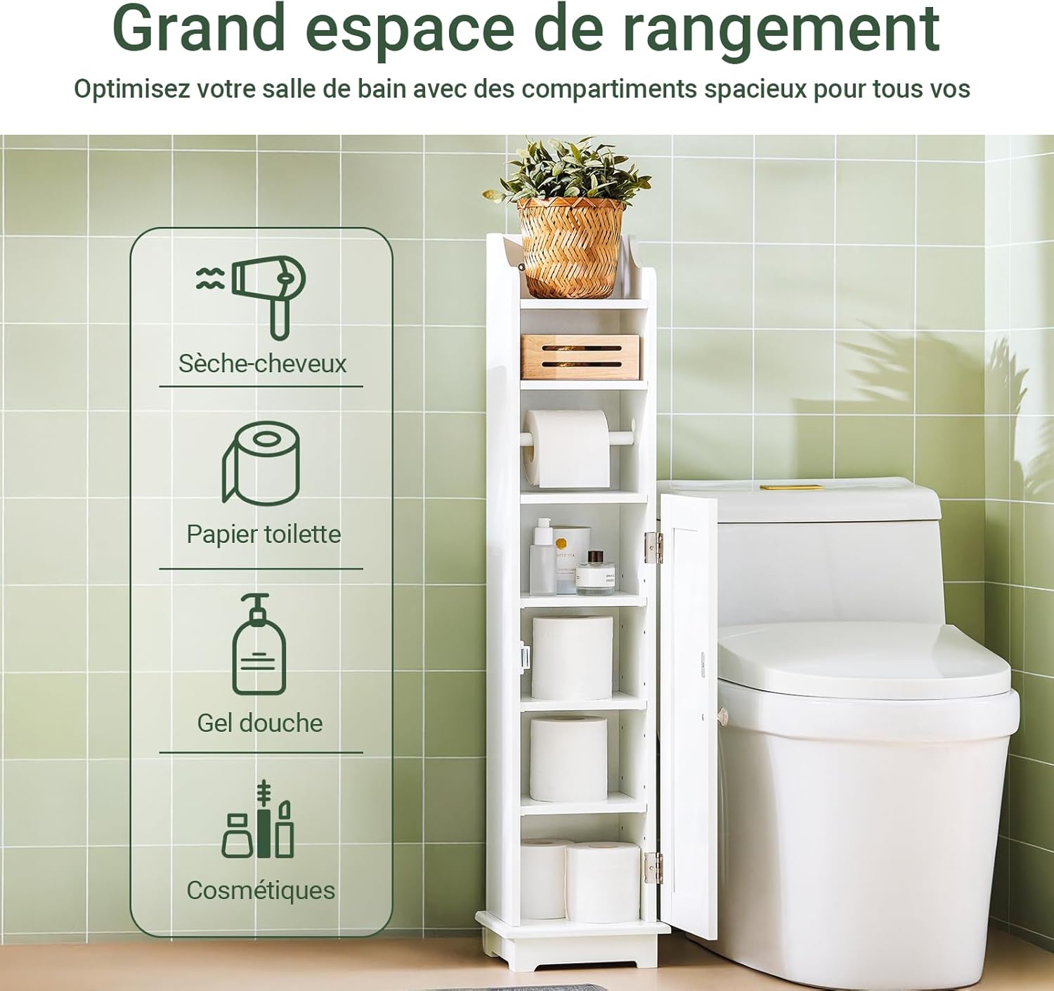 Diagram of SoBuy FRG177-W cabinet with dimensions