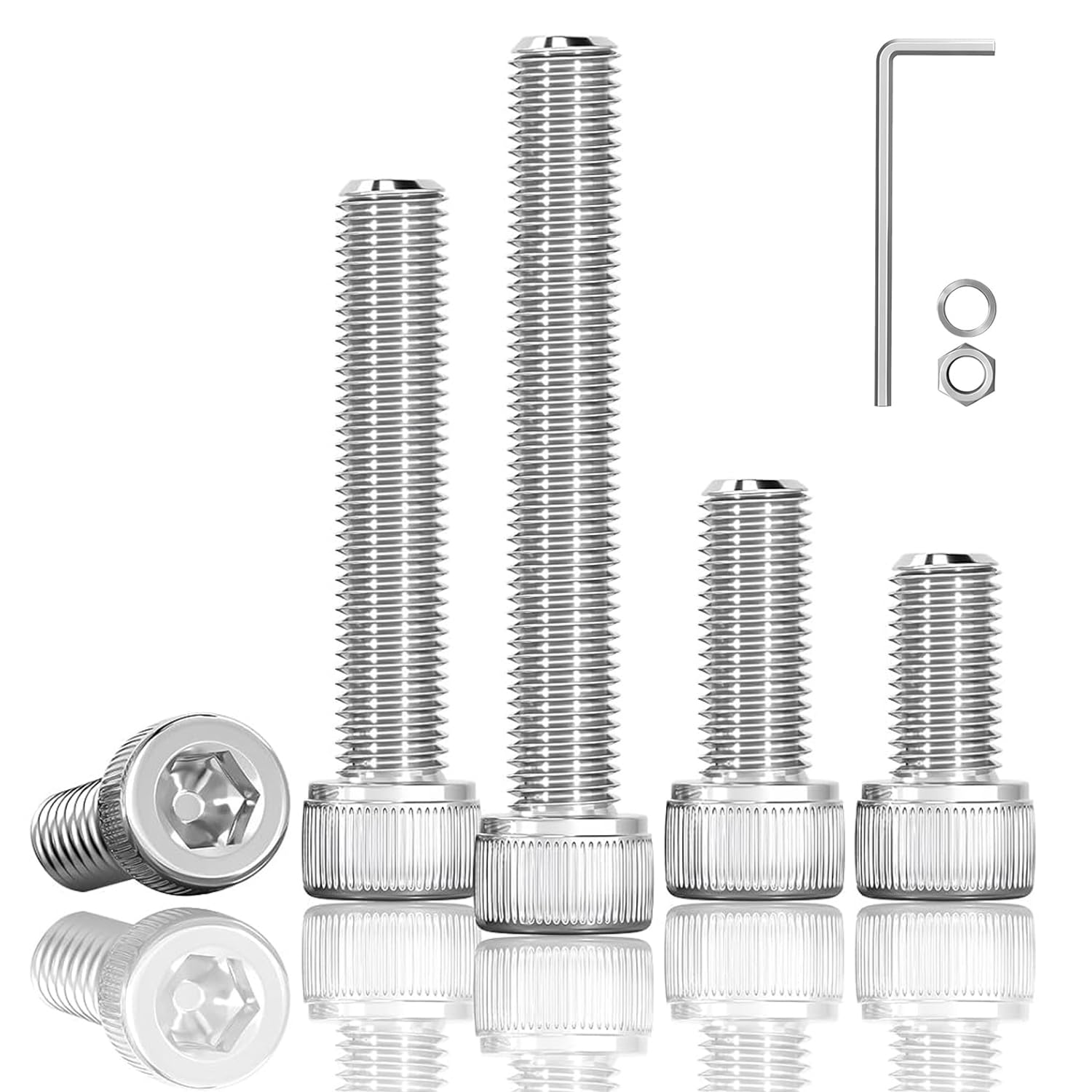 Set di 180 viti M3 x 30, viti a testa cilindrica, viti a testa cilindrica, con esagono incassato, in acciaio inox A2 V2A, filettatura completa, viti a brugola con dado in acciaio inox