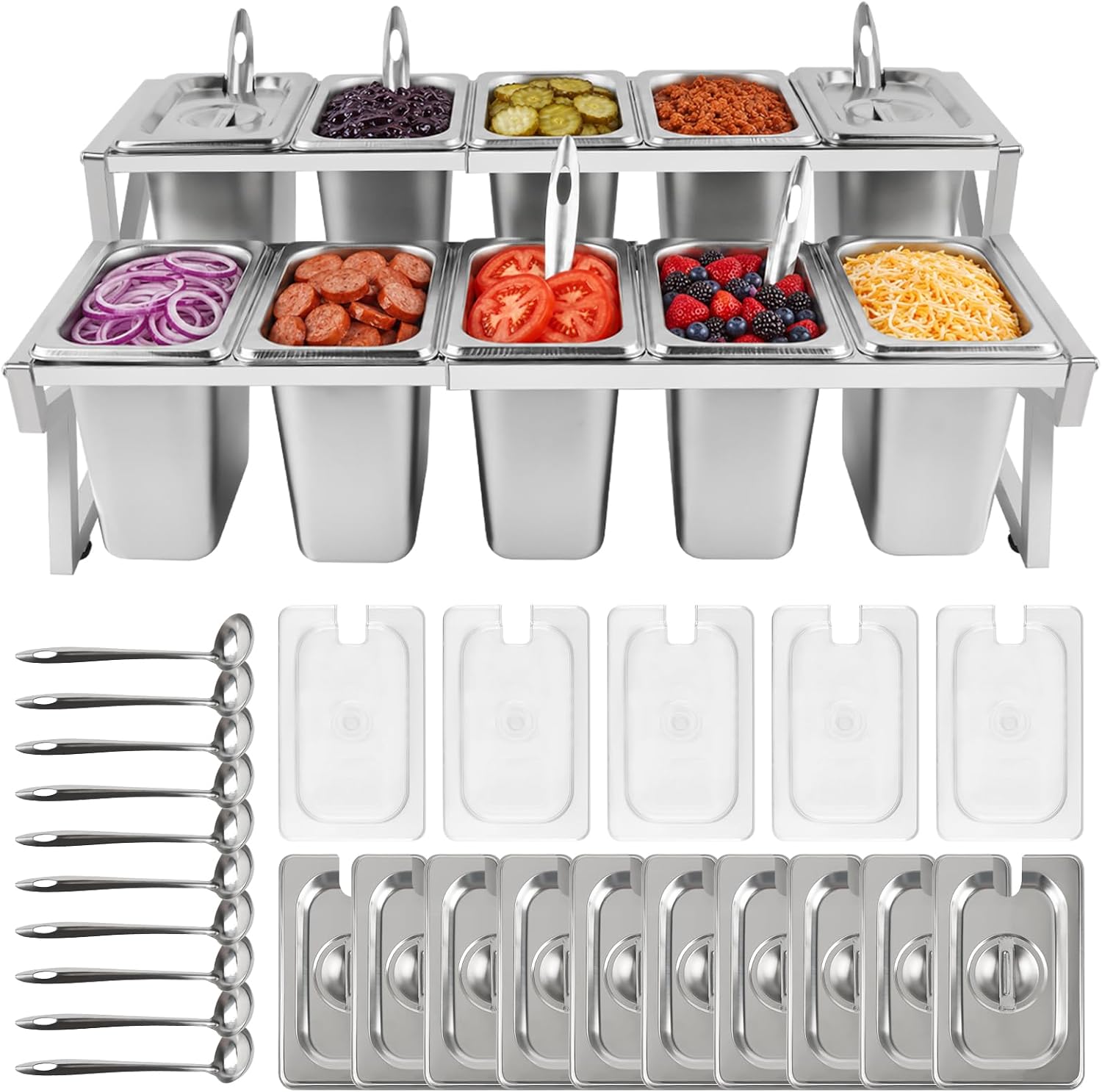 Kalolary 6 Pans Pizza Topping Station Pizza Storage Container