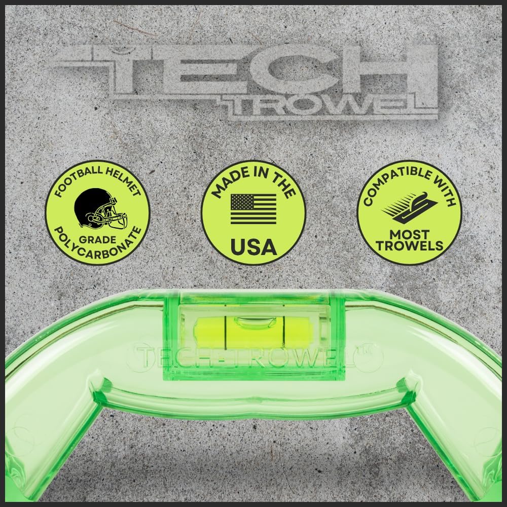 Tech Trowel Concrete Trowel Handle Clear Polycarbonate Handle with Built-in Level, USA Patented Concrete Finishing Tool for Flat and Sloped Surfaces