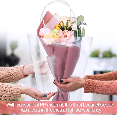 Miniatura 4 de 10 cajas de ramo para flores, bolsa transparente para ramo con asa, regalo transparente, para floristería, suministros de fiesta para San Valentín,