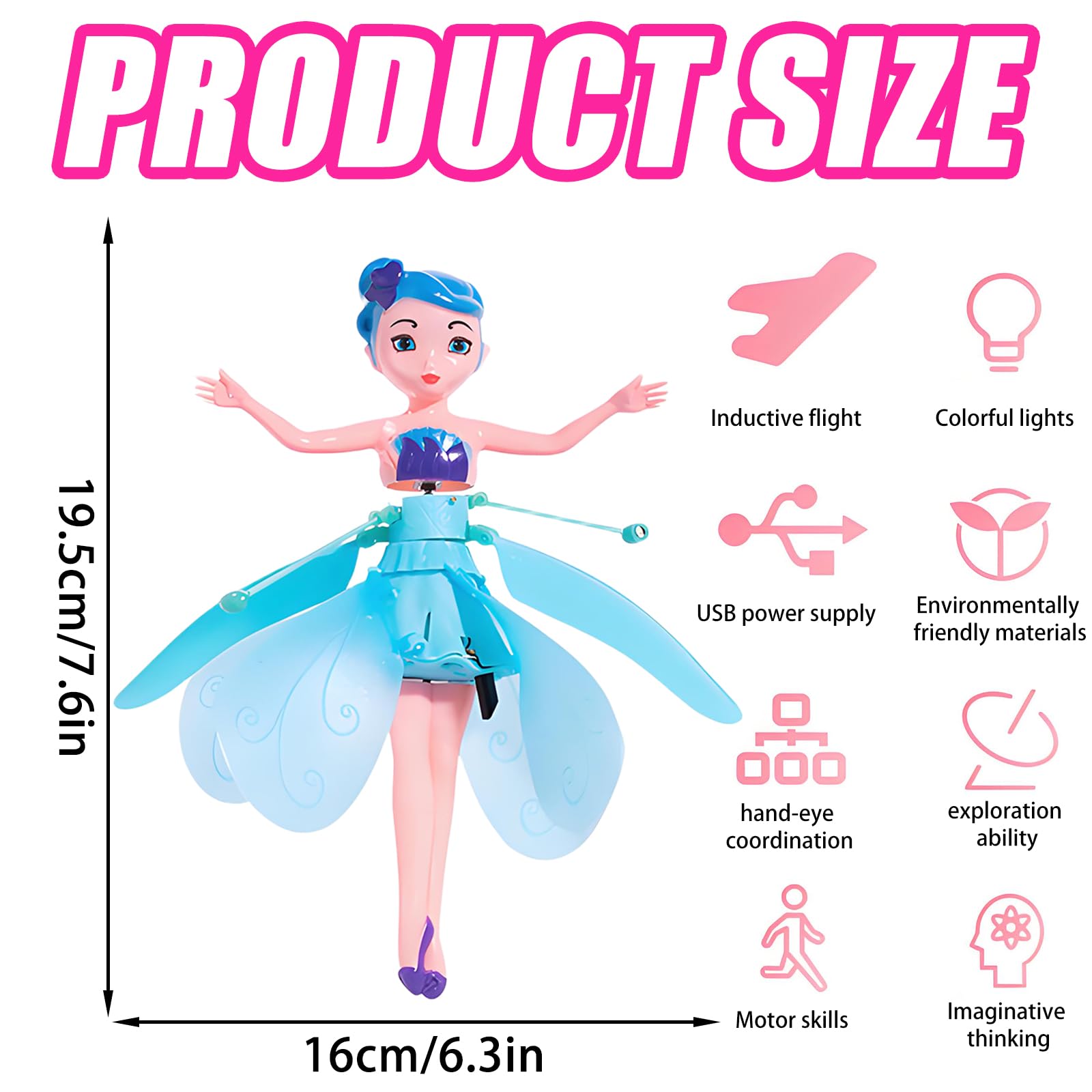 Taechalingo Fliegende Fee Puppe - Schwebendes Spielzeug Für Mädchen 3-5 Jahre