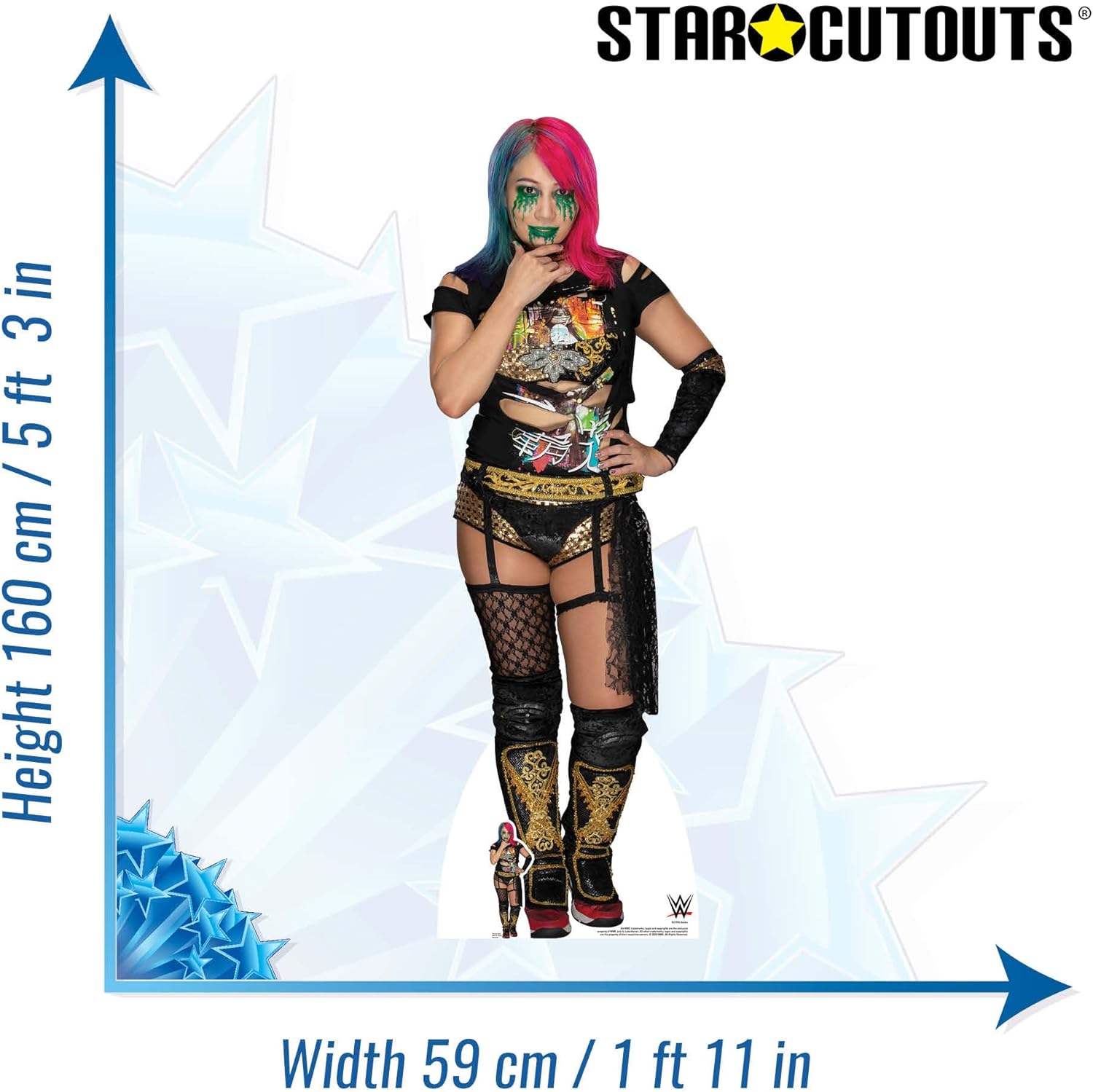 Star Cutouts Ltd SC1596 Asuka WWE Lifesize Cardboard Cutout with Free Mini Standee Perfect for Birthdays, Gifts, Parties & Fans, Multicolour