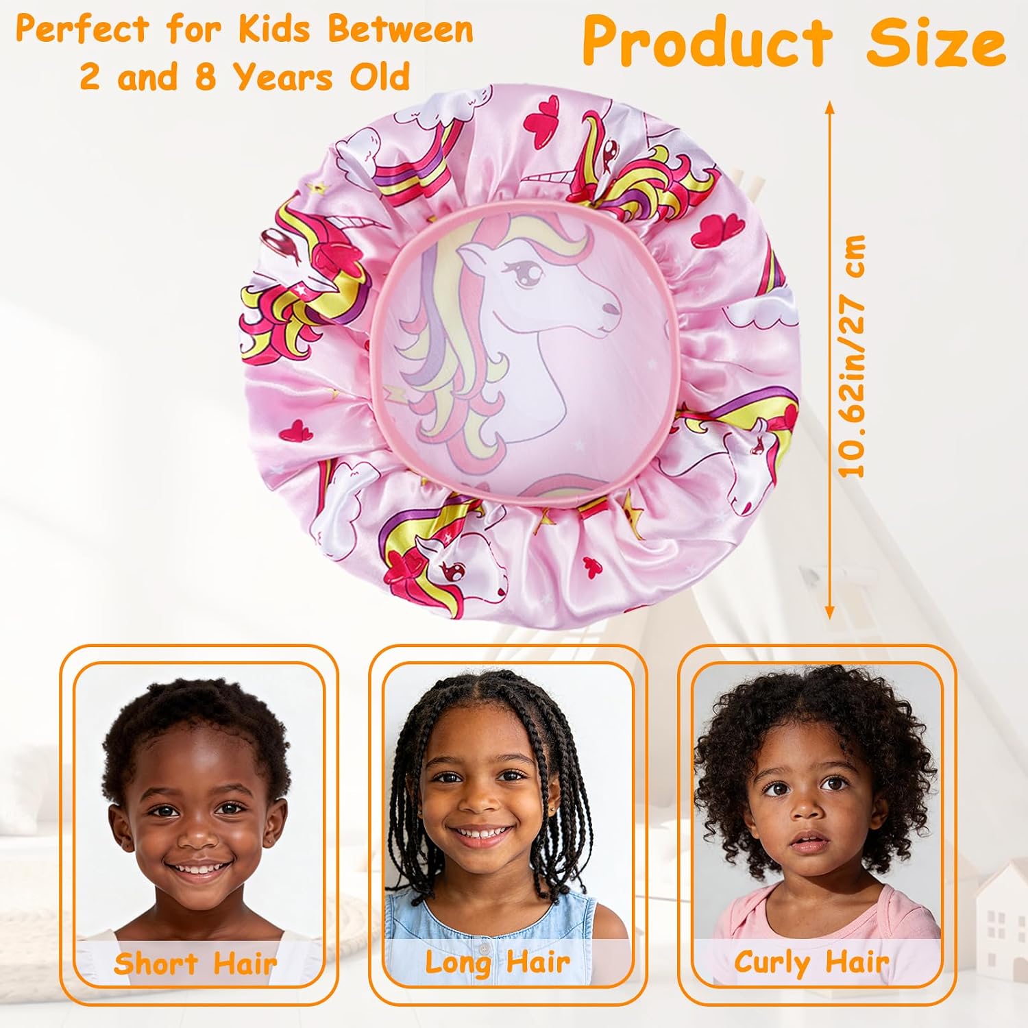 4 Pcs Kids Satin Bonnet Sleeping Cap, Breathable Child Bonnet, Wide Elastic Band Baby Bonnets, Kids Bonnets for Girls