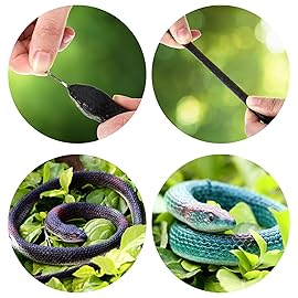 Blulu 3 Pieces Rubber Snakes Realistic Large Lifelike Fake Toys Plastic Garden Snake to Keep Birds Away Scare Squirrels Halloween Prank Props Scare Toy(Classic Style)